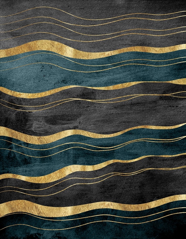 Black Teal Ink Waves 1