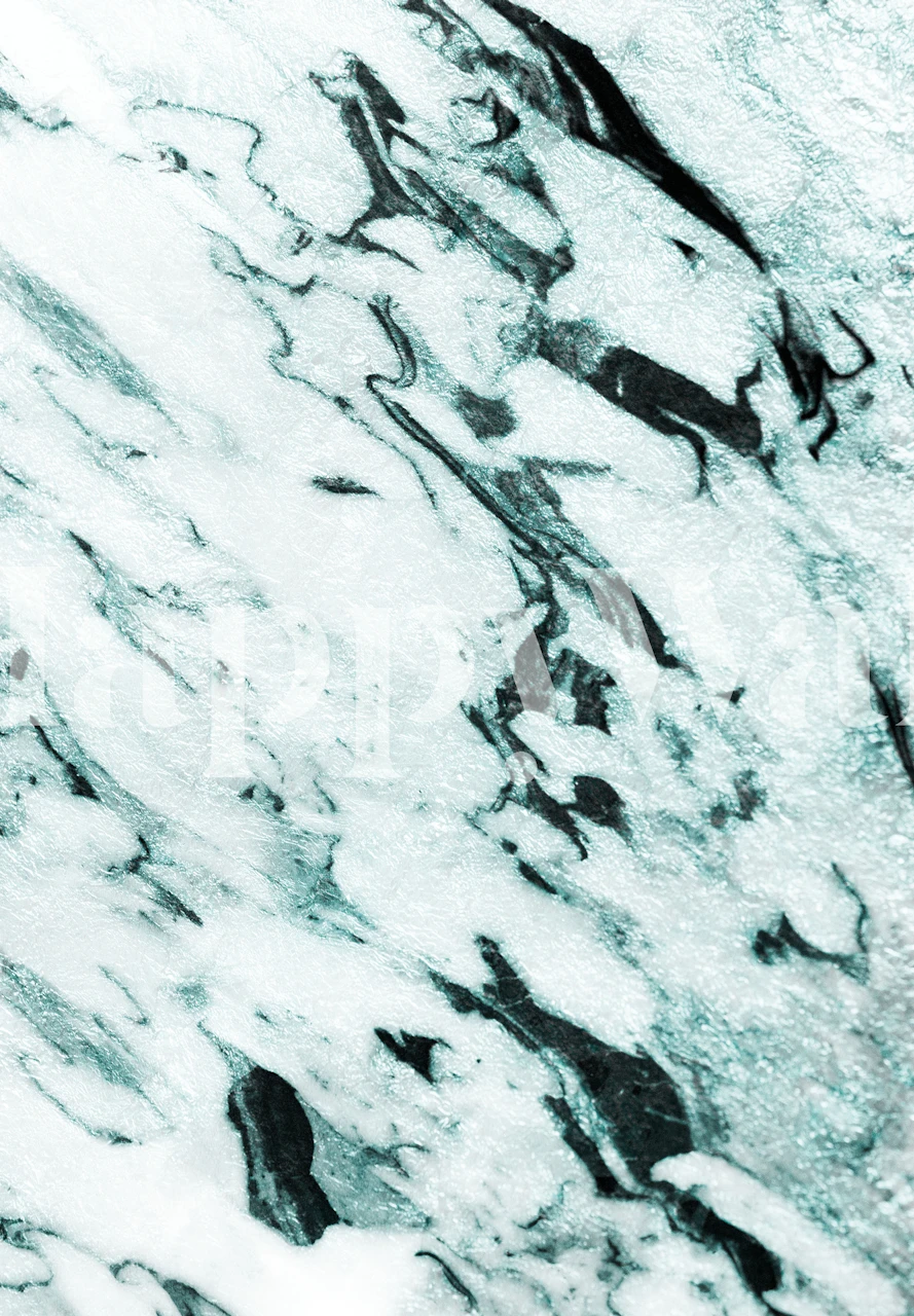 Teal and black marble swirl design wallpaper