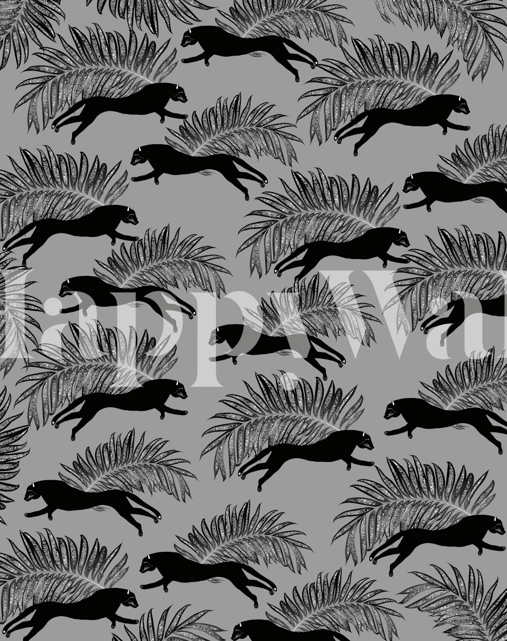 Black Panther Palm Glitter 2 behang in de kamer