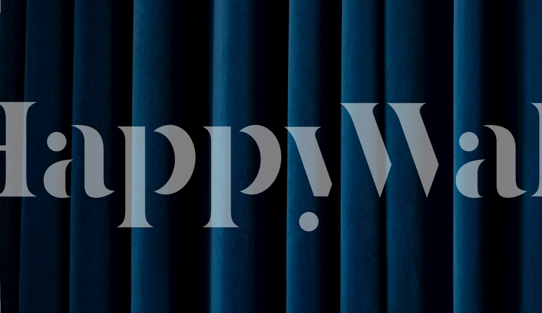 Blue velvet curtain wallpaper in a room