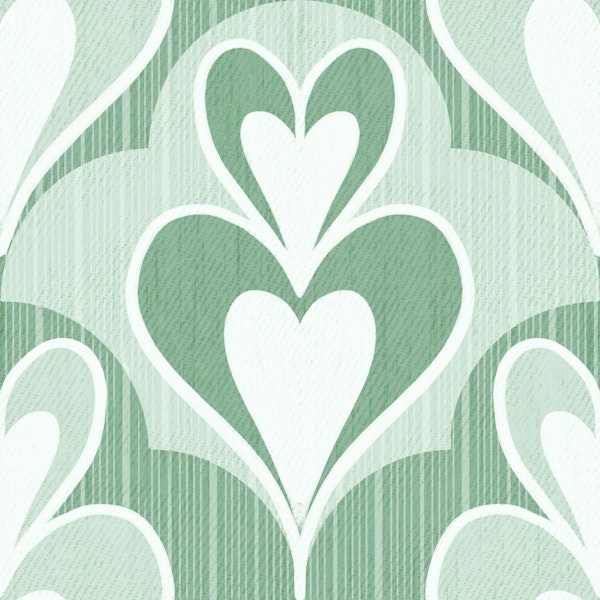 Hearts in abstract style in mint green