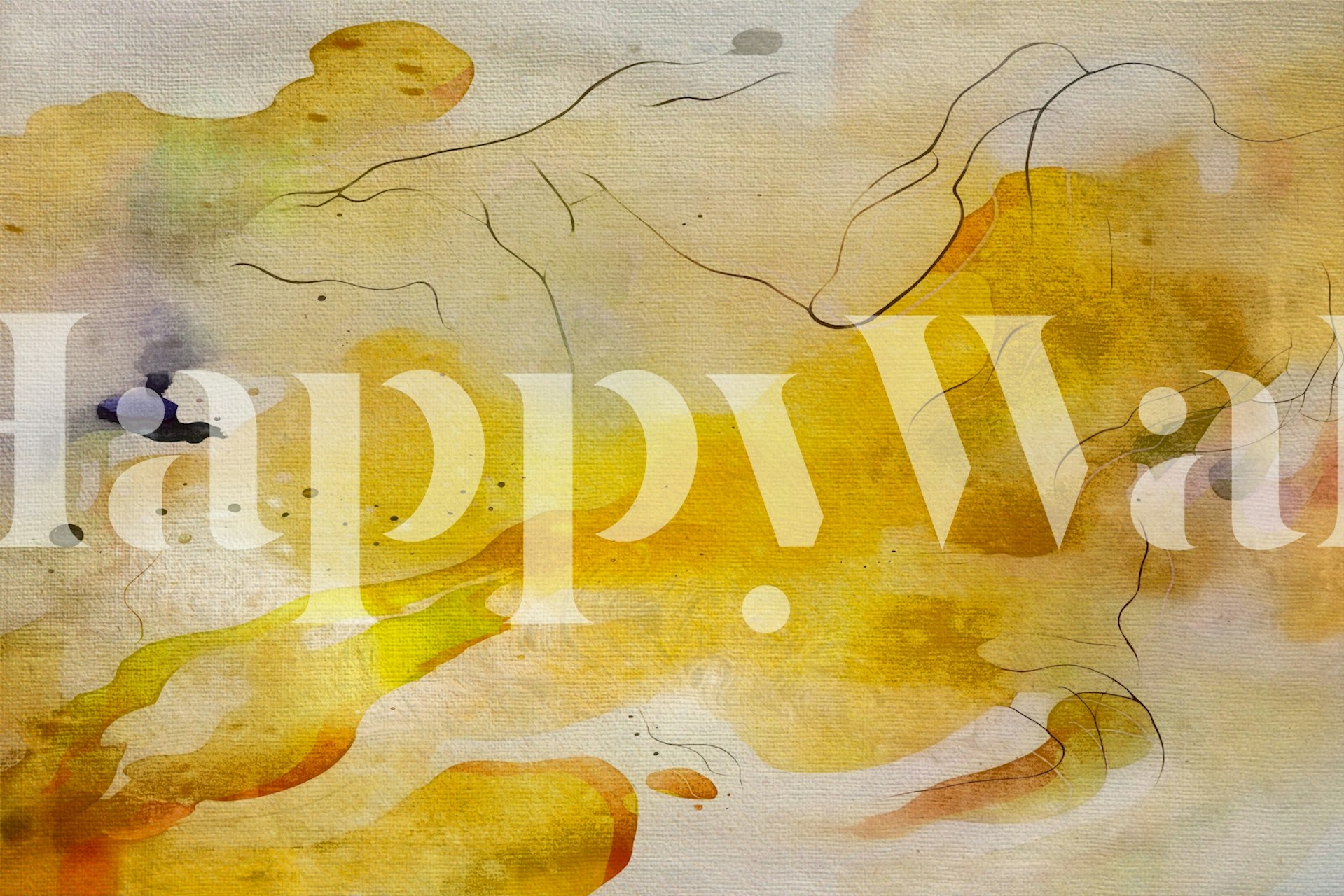 Abstract yellow and gold watercolor patterns wallpaper