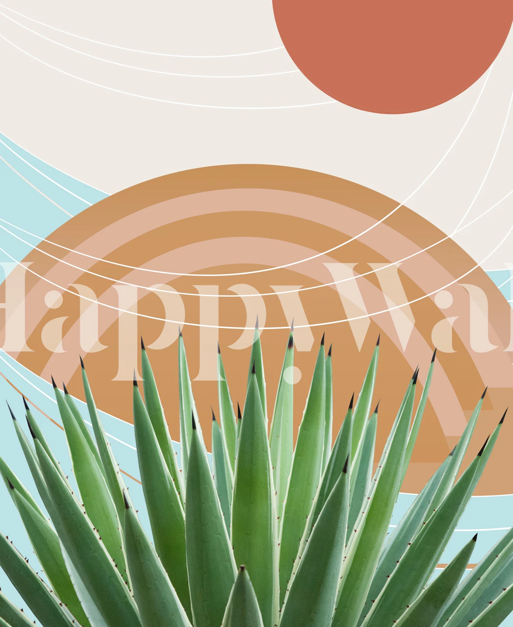 Agave in the Desert Oasis wallpaper in a room