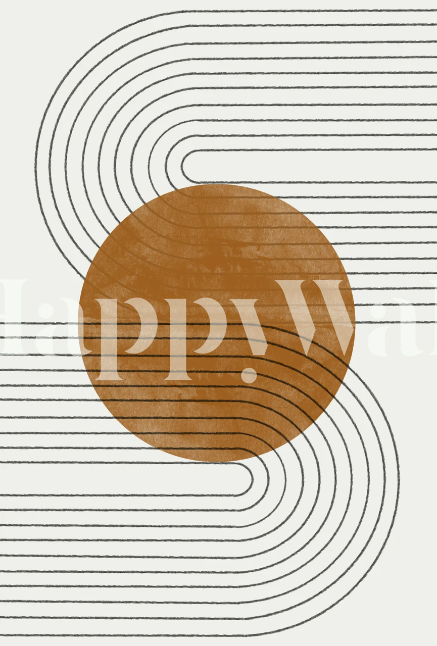 Brown circular pattern with linear black design, geometric wallpaper