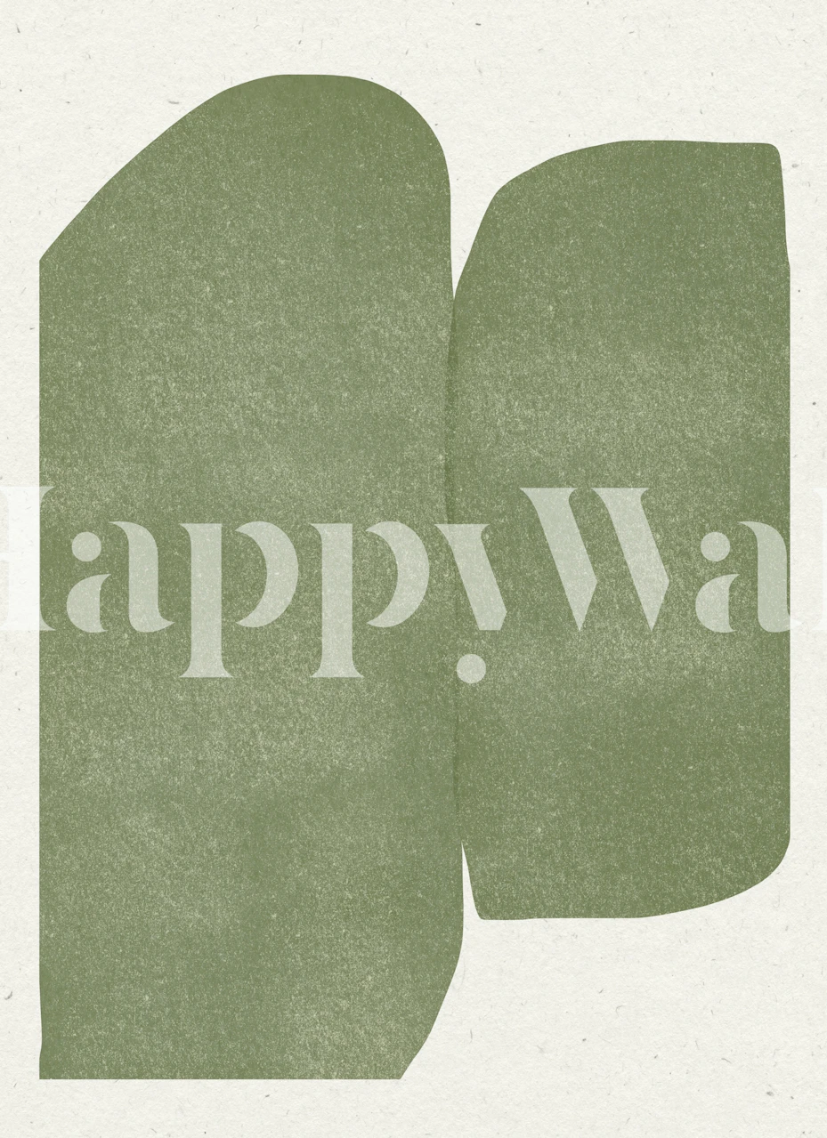 Abstract green shapes on a light textured background wallpaper