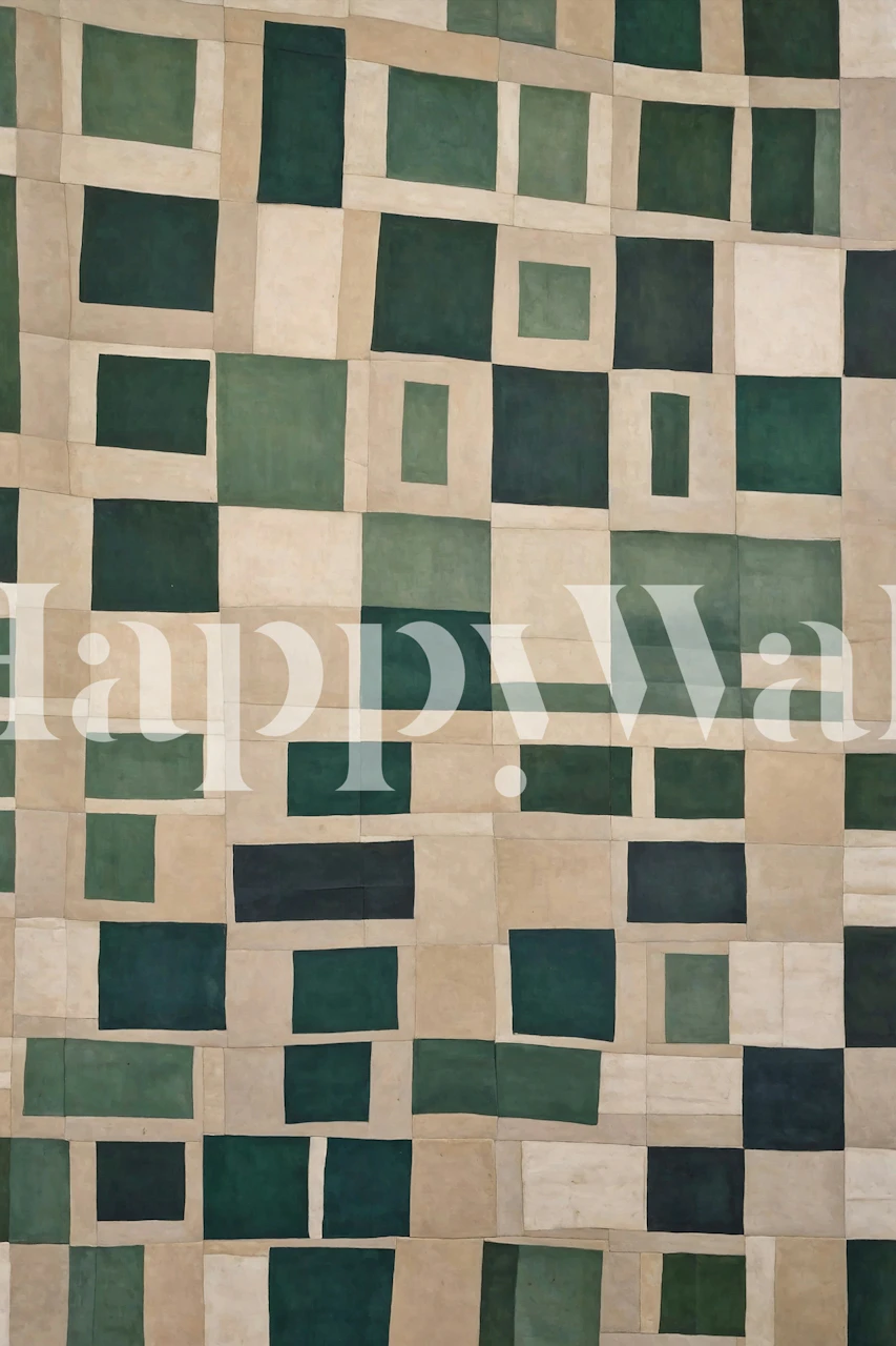 Sage Cubist Haven-Tapete in einem Raum