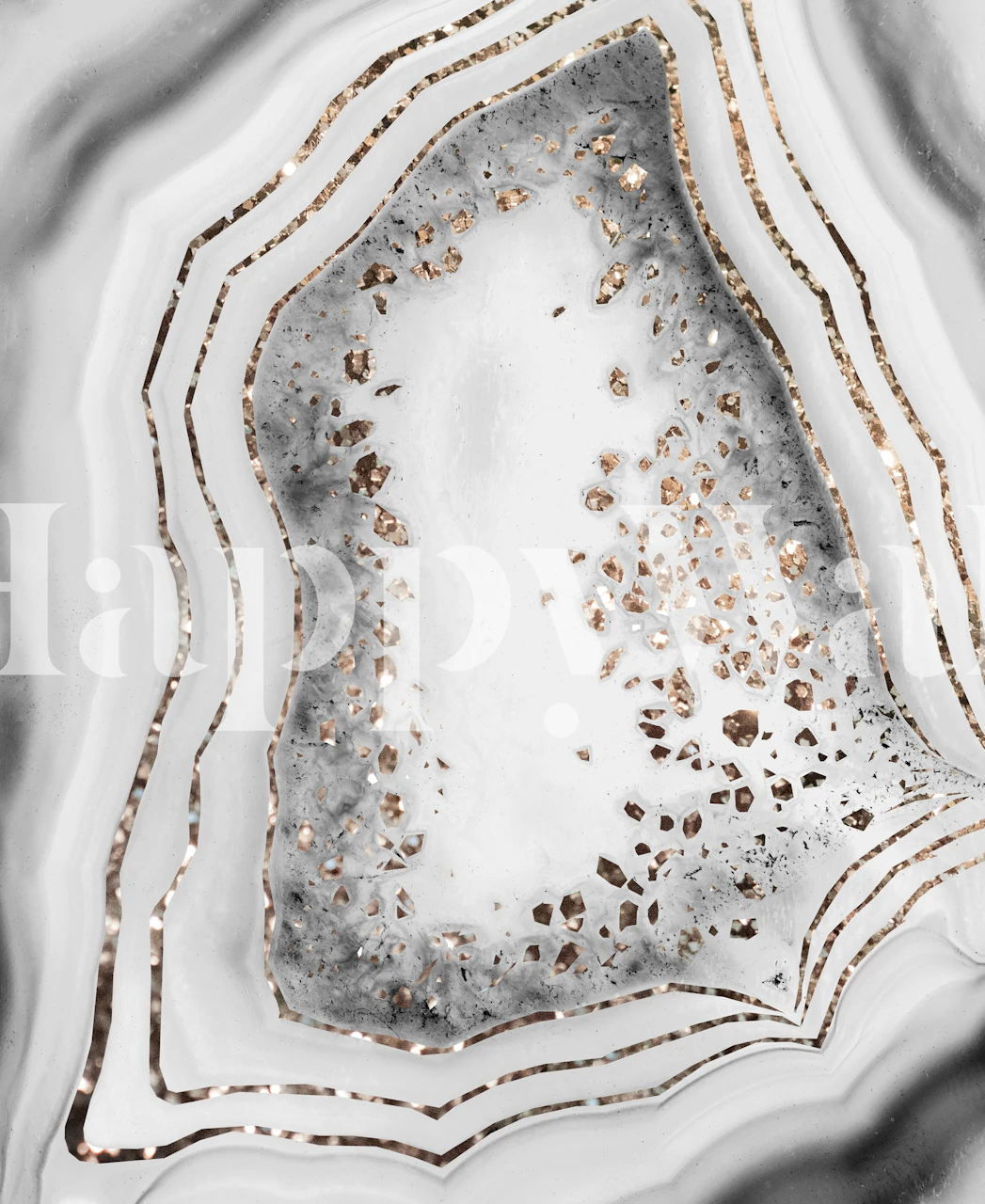 Elegant agate-inspired wall mural with gold glitter detailing