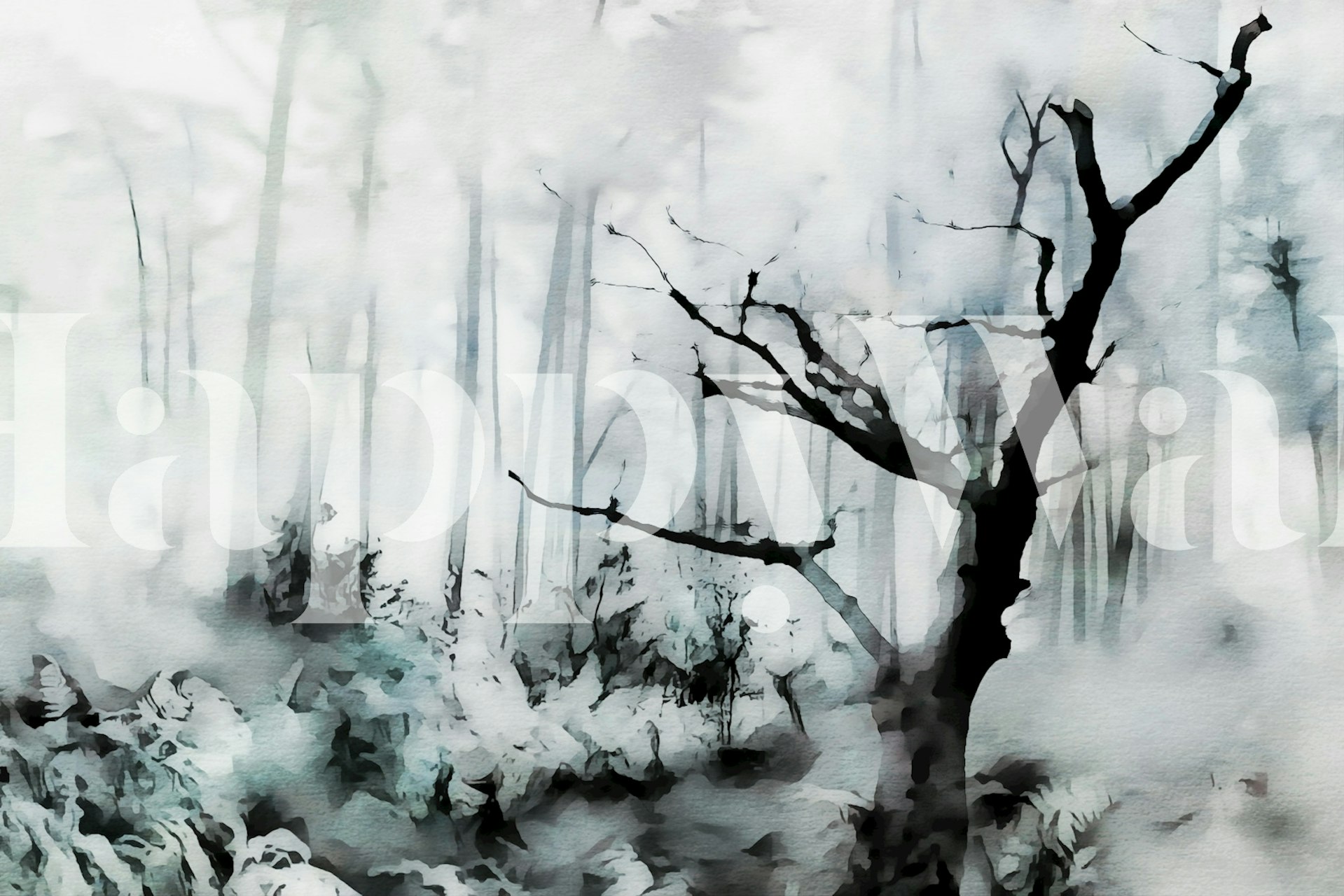 Serenity Tree Scene wallpaper in a room