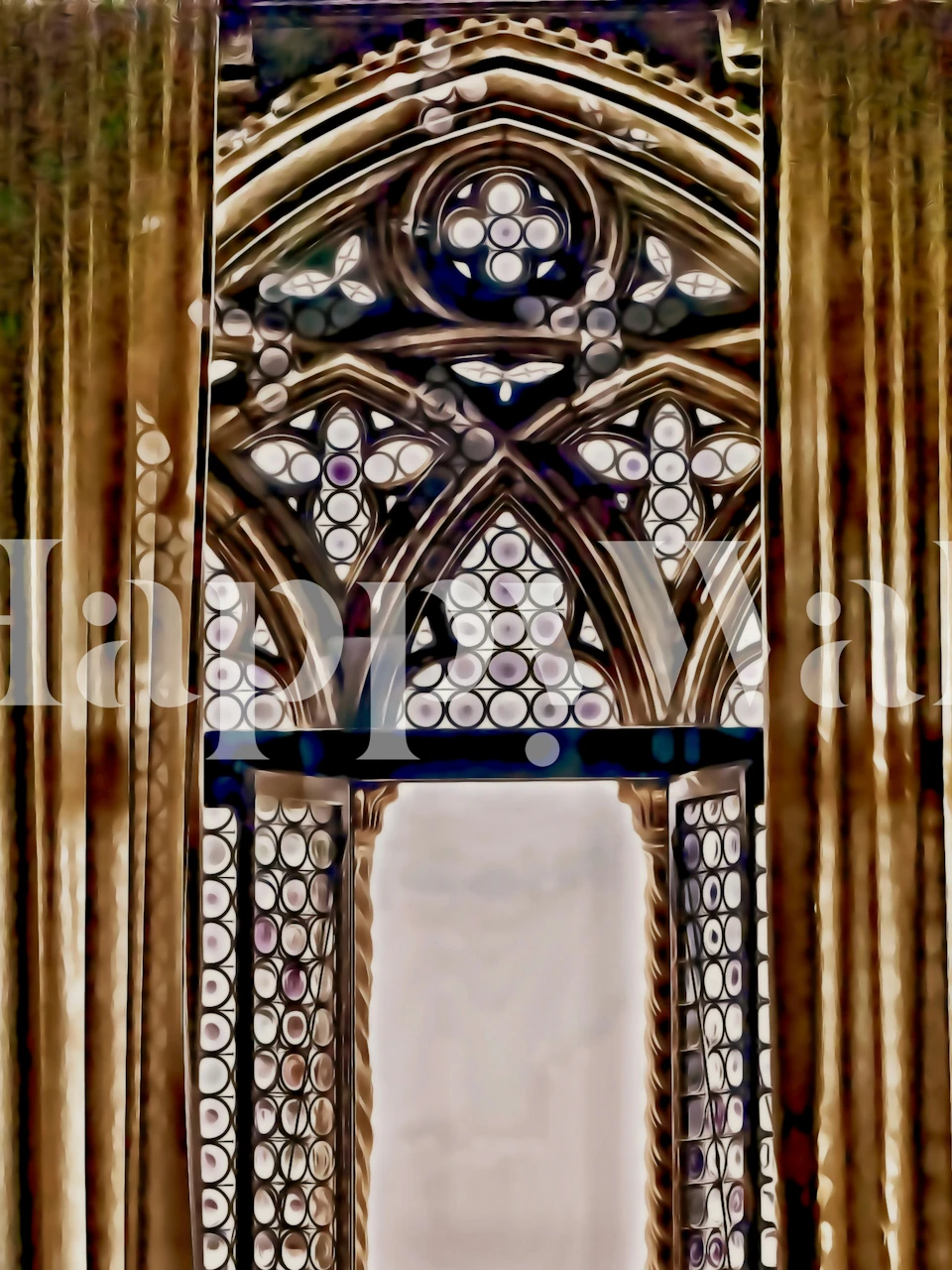 Venetian arch design wallpaper in a room