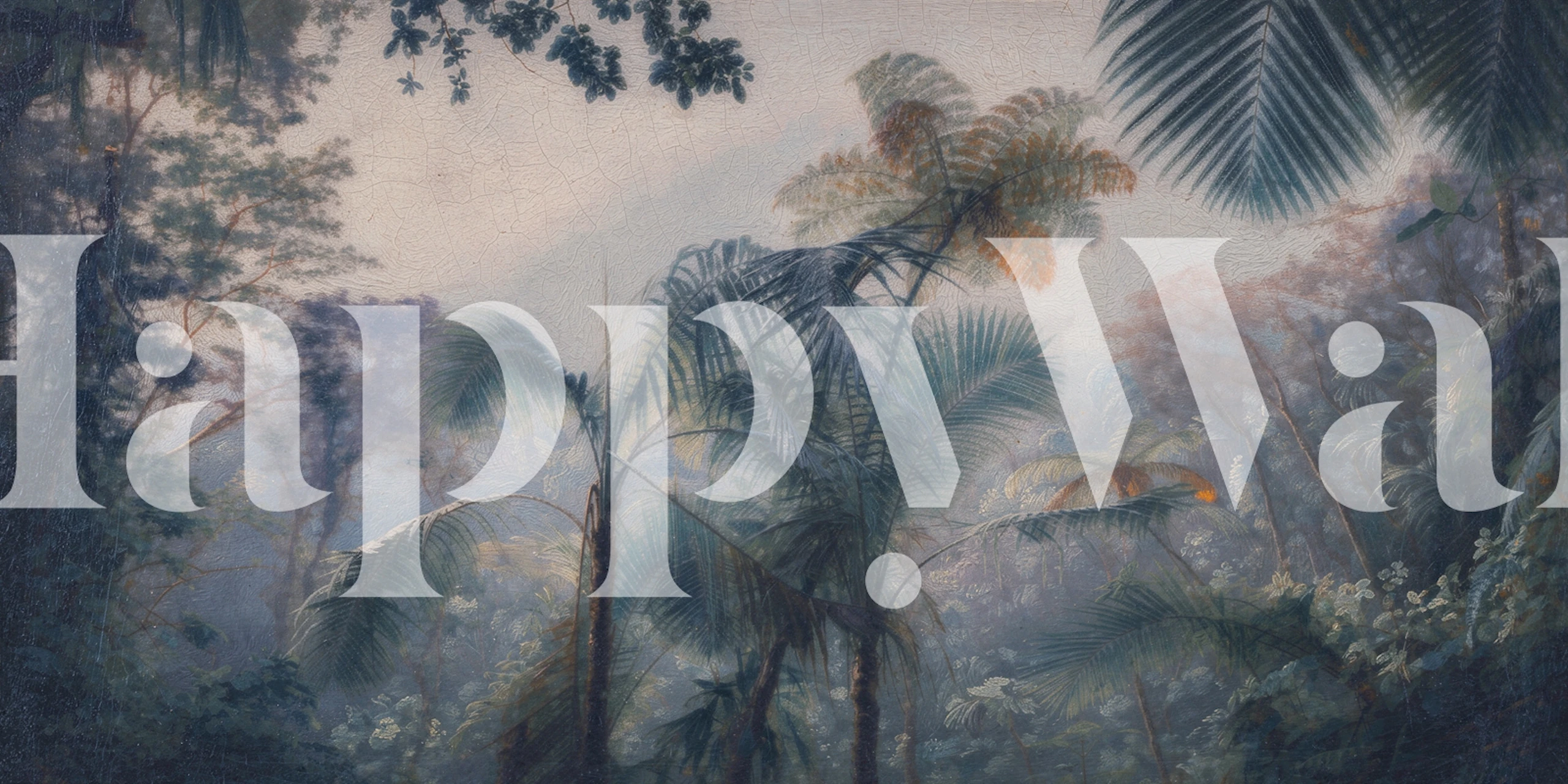Tropical palm leaves in soft colors. Artistic wallpaper.
