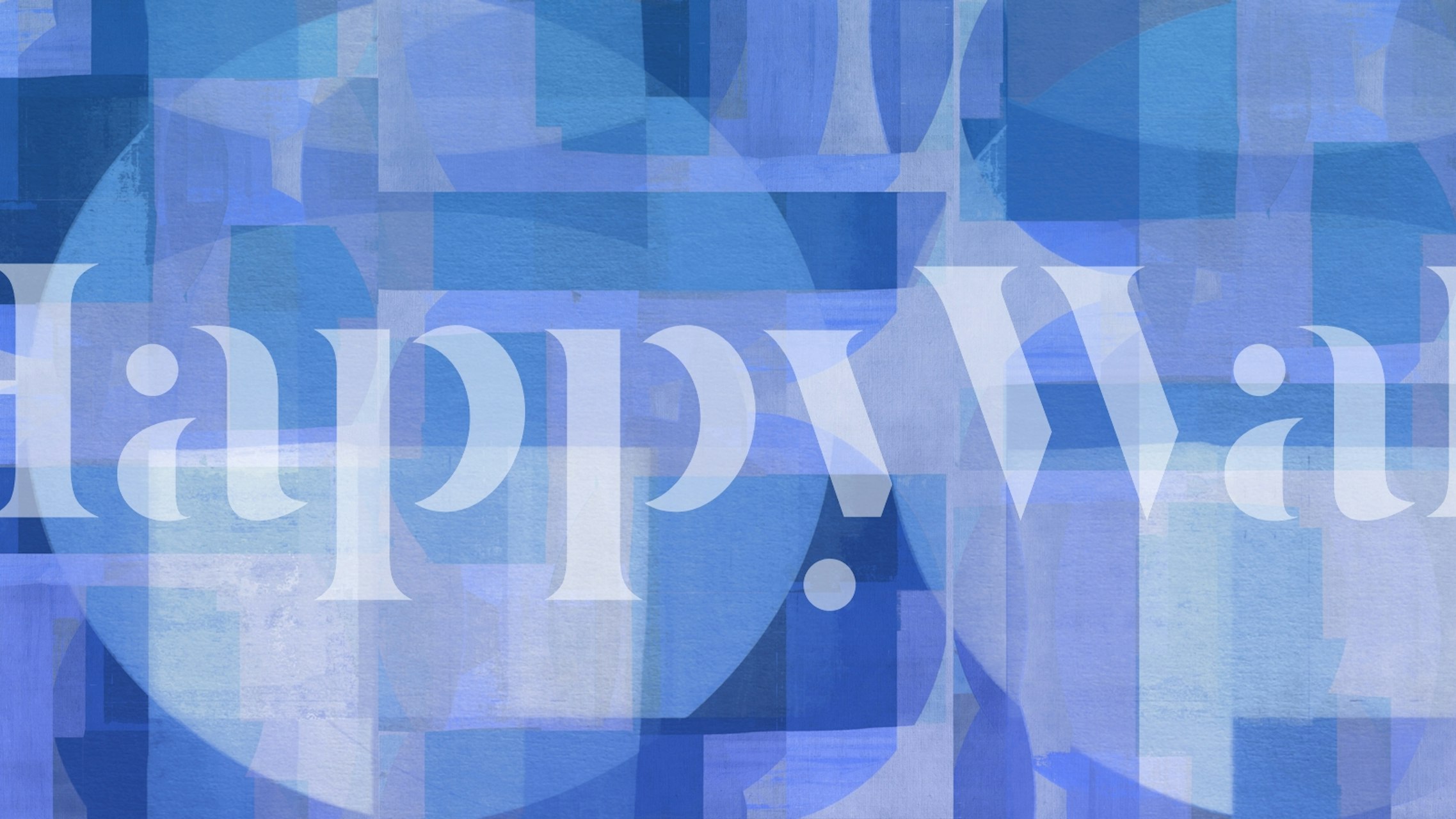 Blue abstract Bauhaus wallpaper in a room