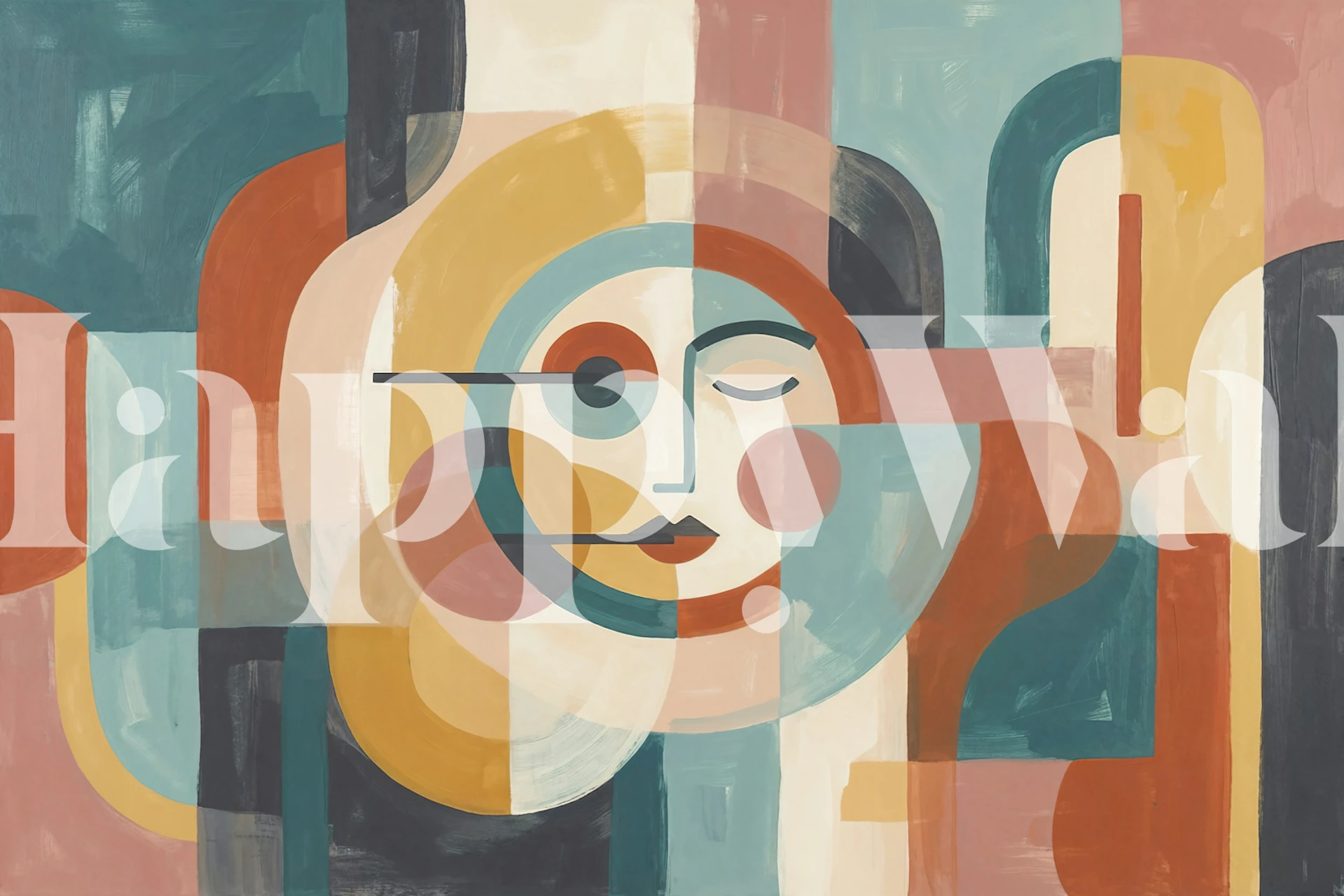 Contemporary Bauhaus Art wallpaper in a room