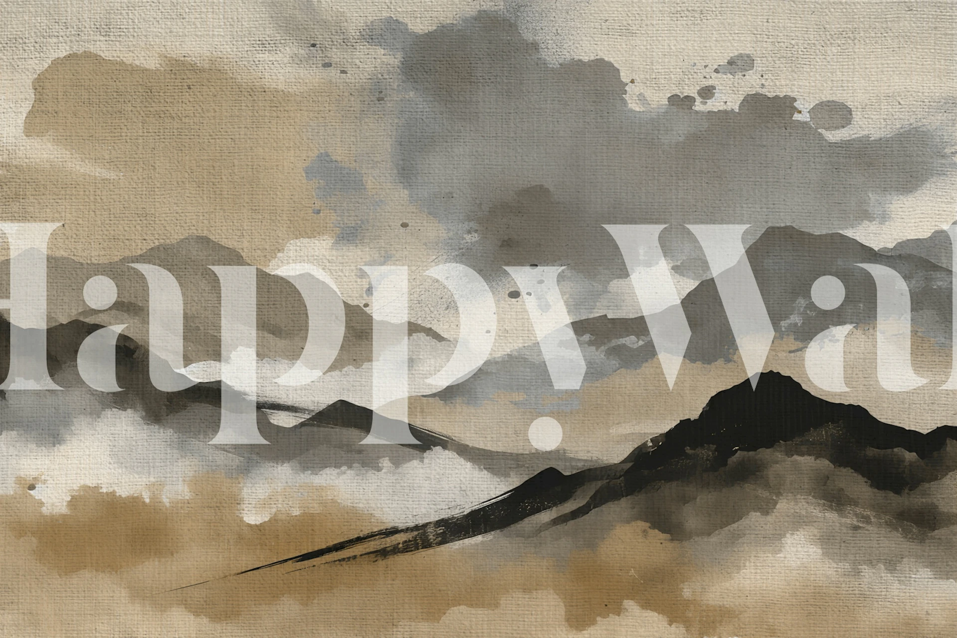 Serene peak landscape wallpaper in a room