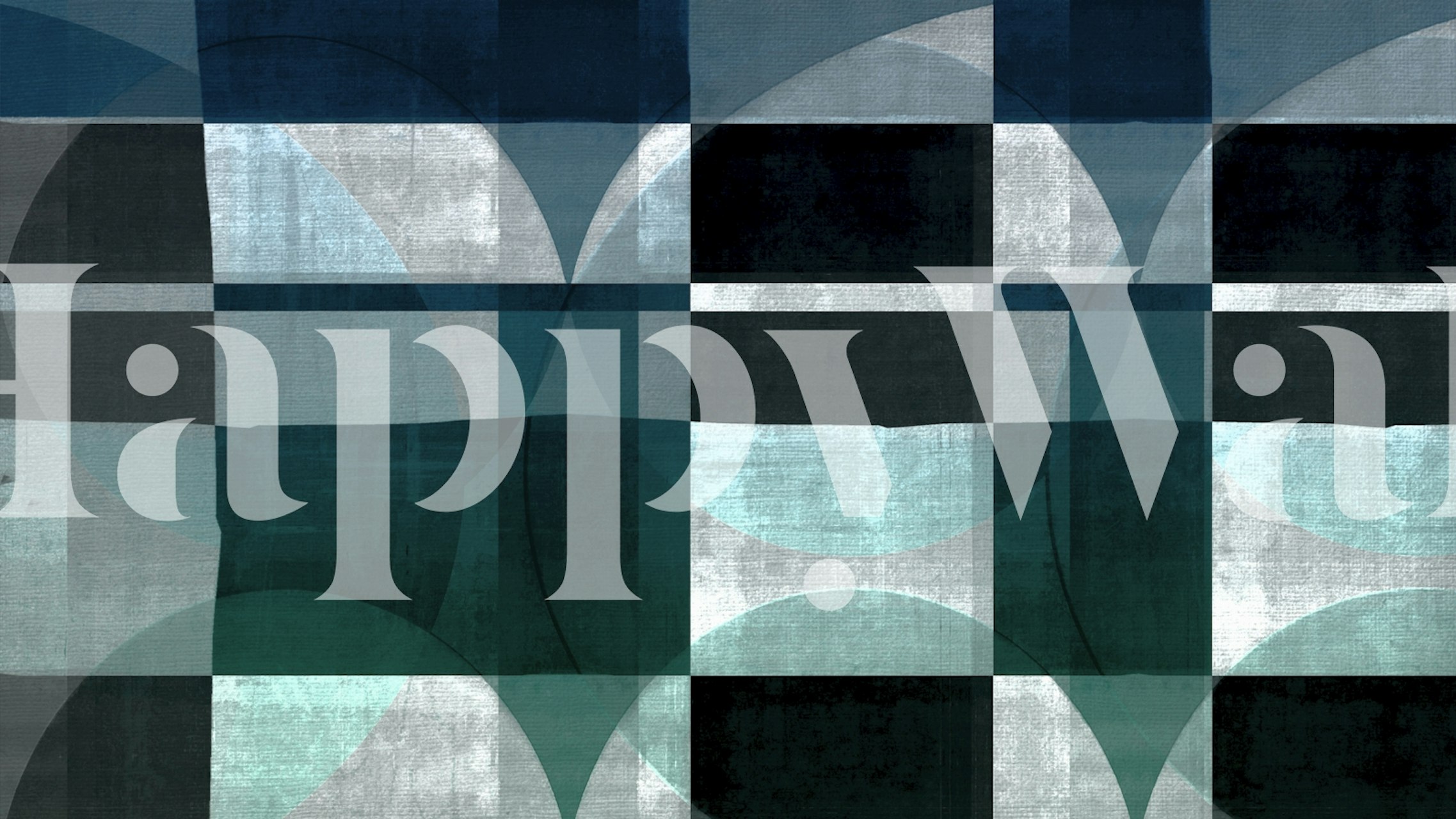 Geometric patterns in aqua and dark blue tones wallpaper