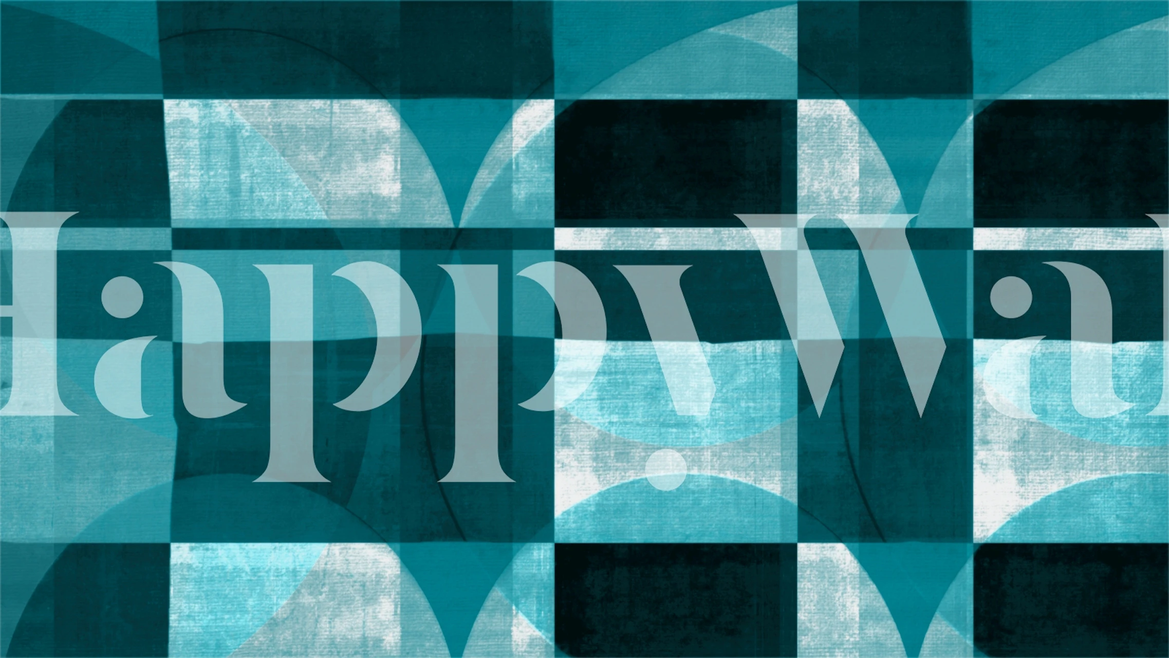 Geometric patterns in aqua and dark blue tones wallpaper