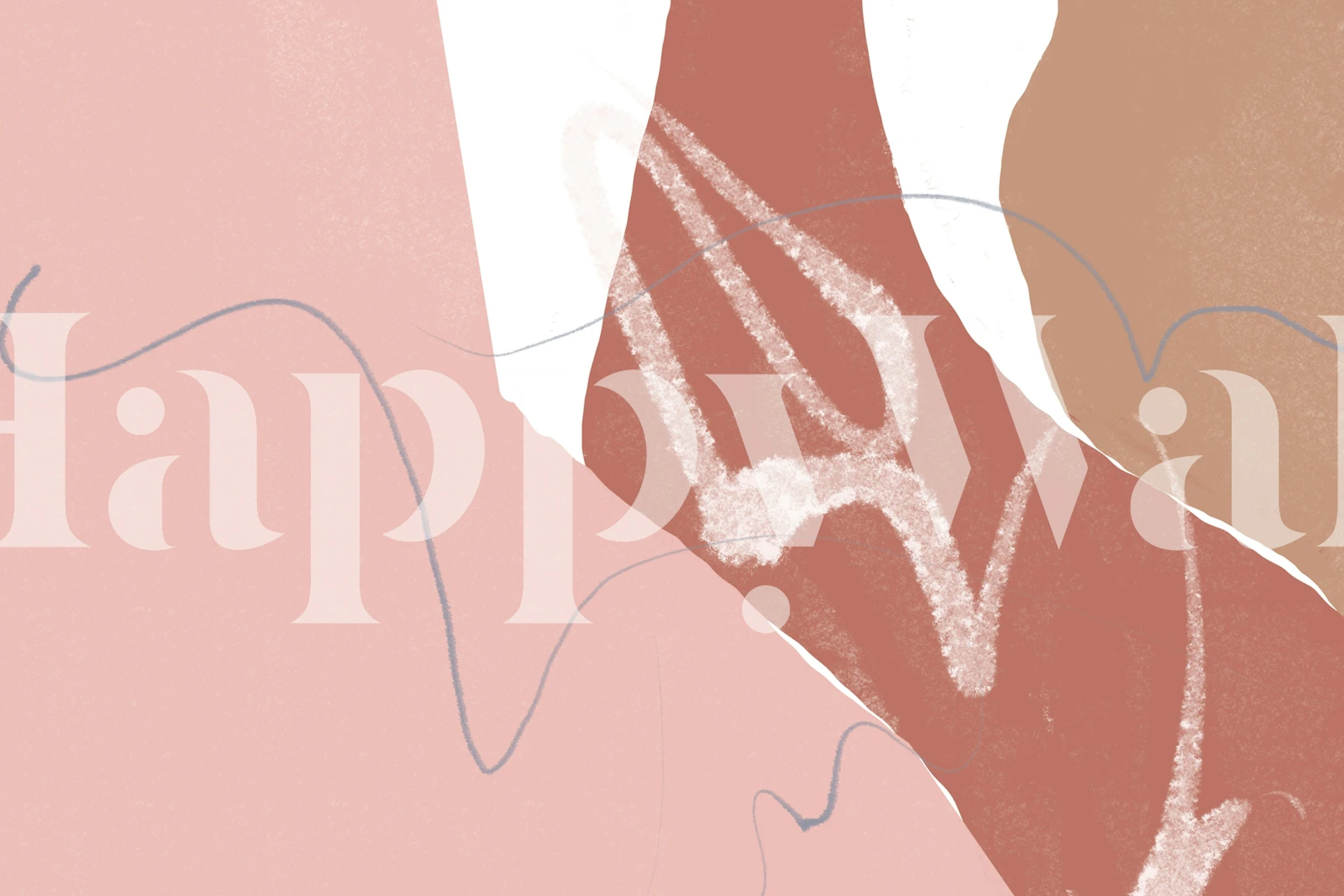 Abstract waves in sandy blush and pink tones wallpaper