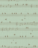 Musical birds texture large – green and brown papiers peint