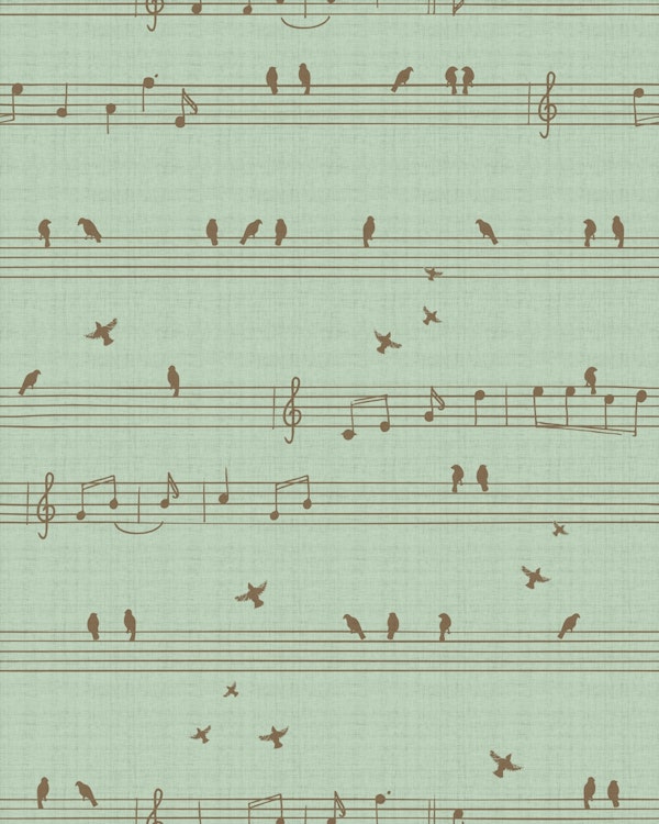 Musical birds texture large – green and brown