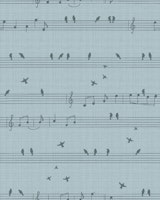 Musical birds texture large – earthy blue papiers peint