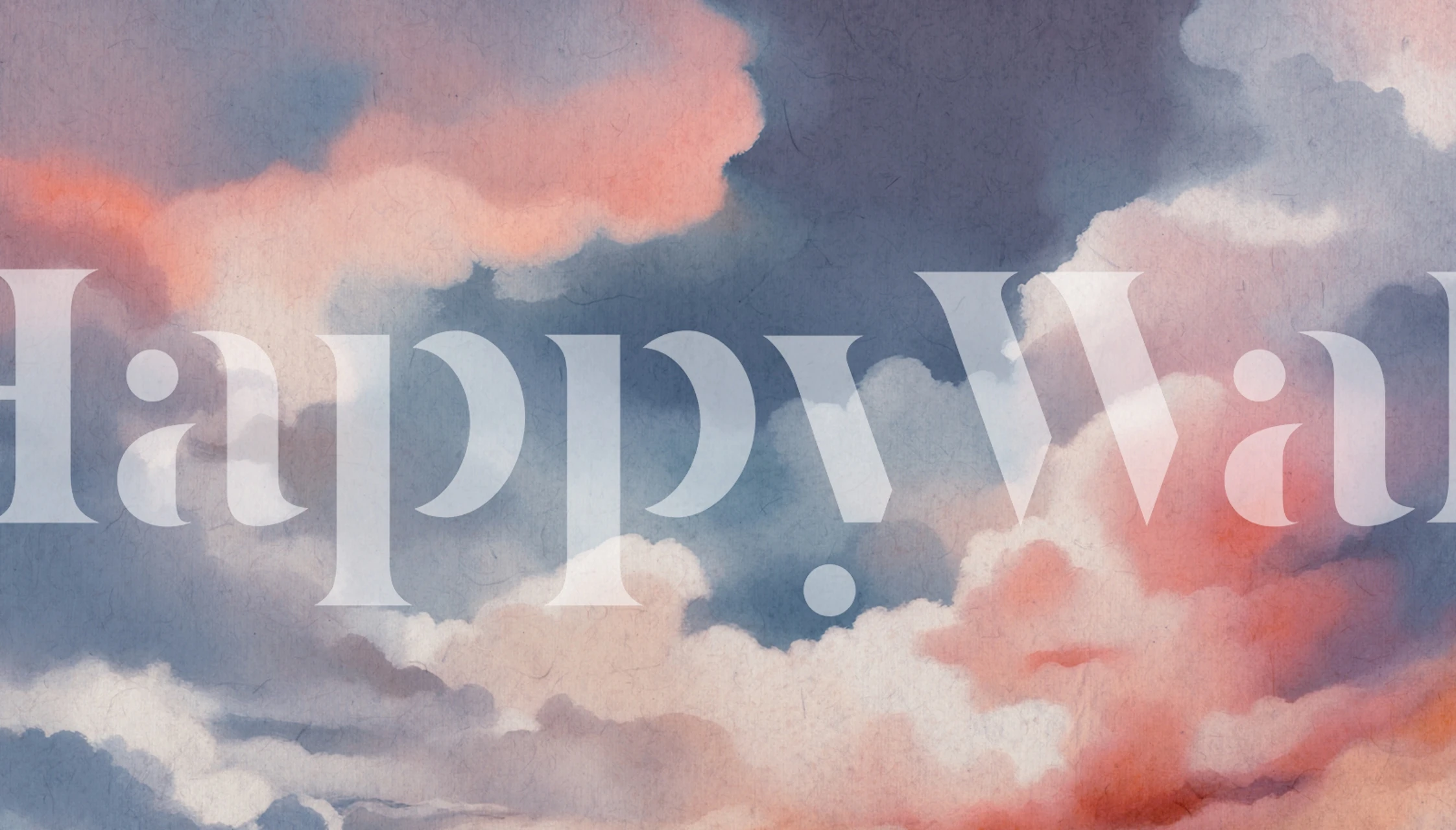 Watercolor cloudscape in soft peach and gray hues wallpaper
