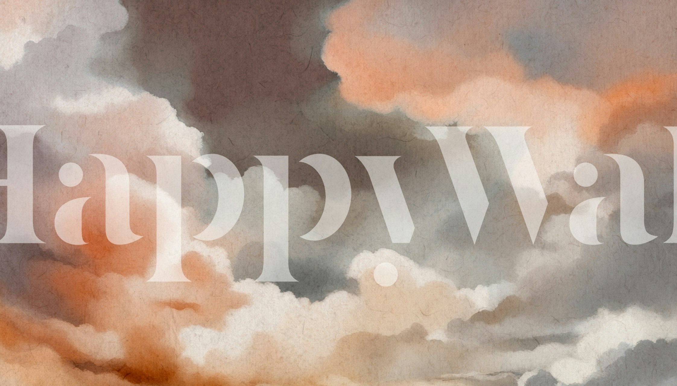 Serene cloudscape wallpaper in a room