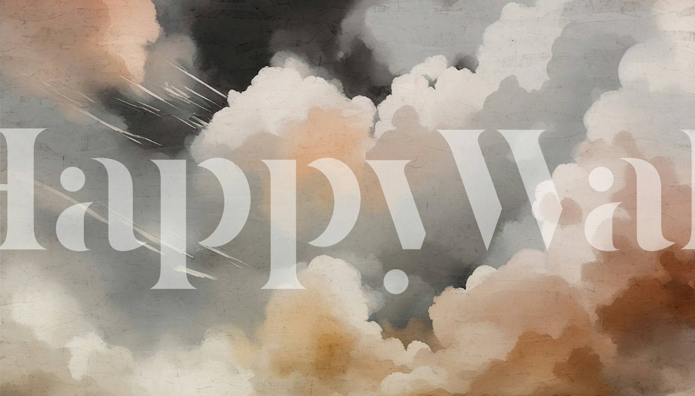 Soft pastel clouds in grey and peach tones wallpaper