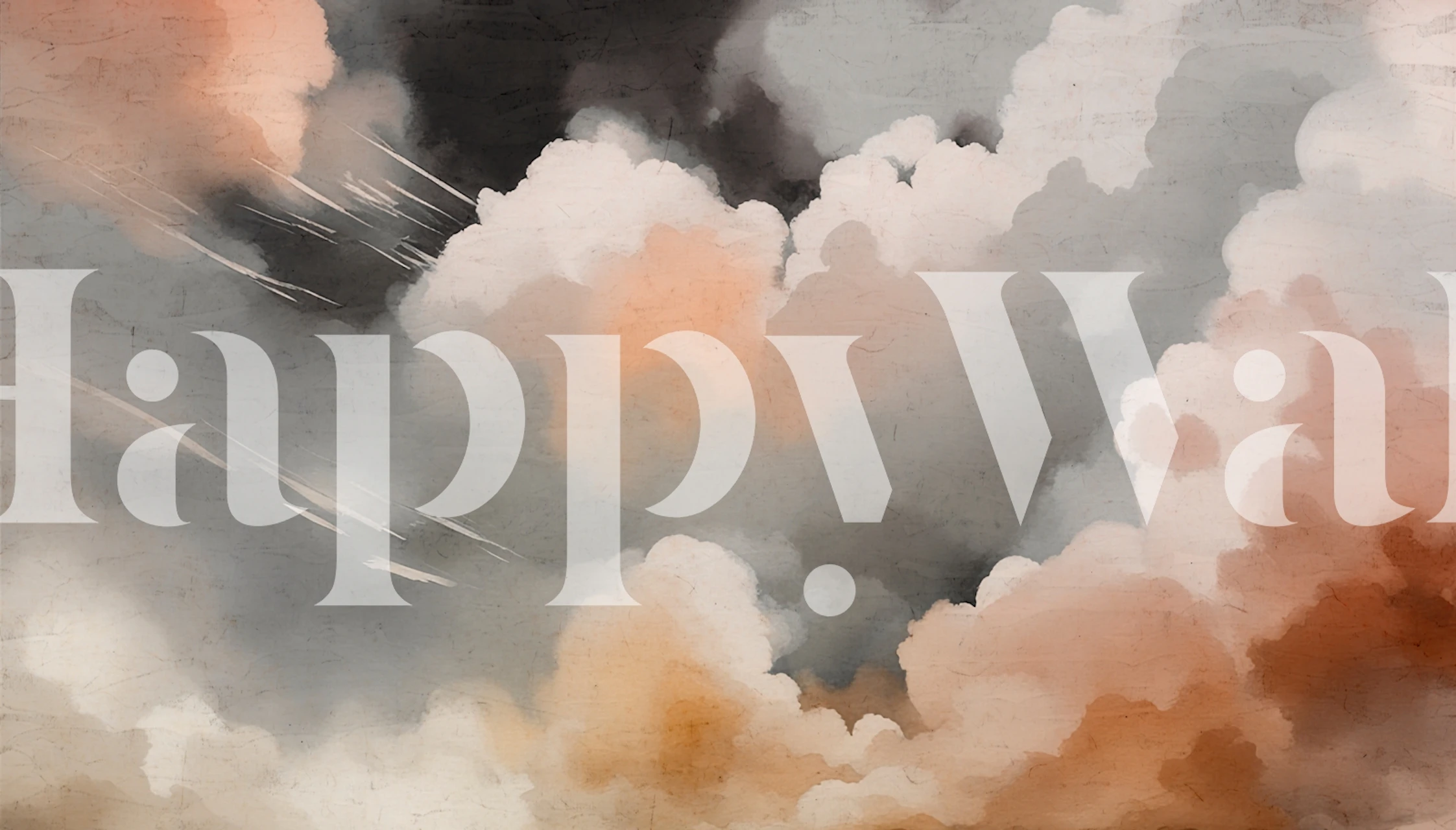 Soft pastel clouds in grey and peach tones wallpaper