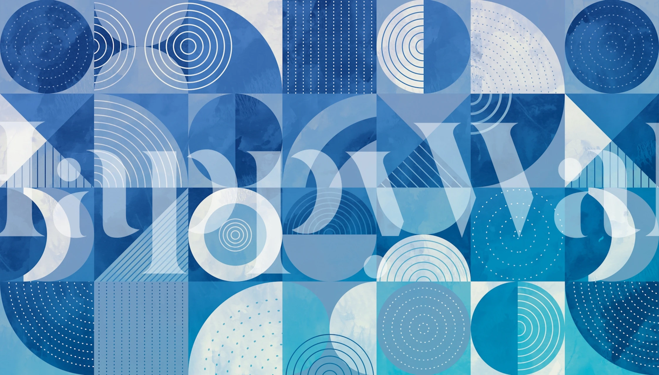 Geometric patterns with blue and white circles and lines wallpaper