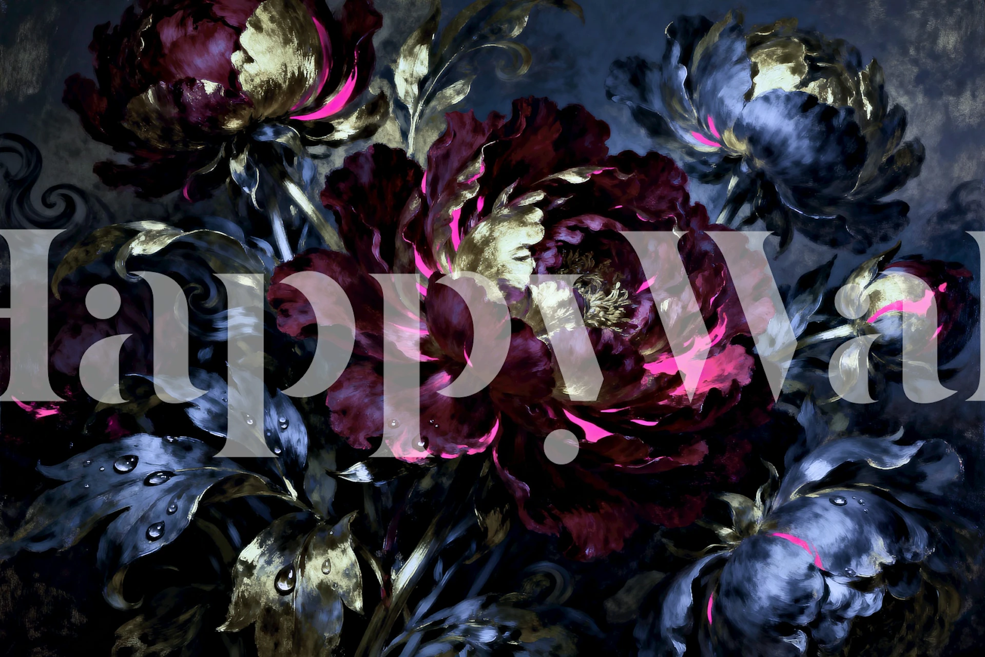 Midnight Blossoms wallpaper in a room