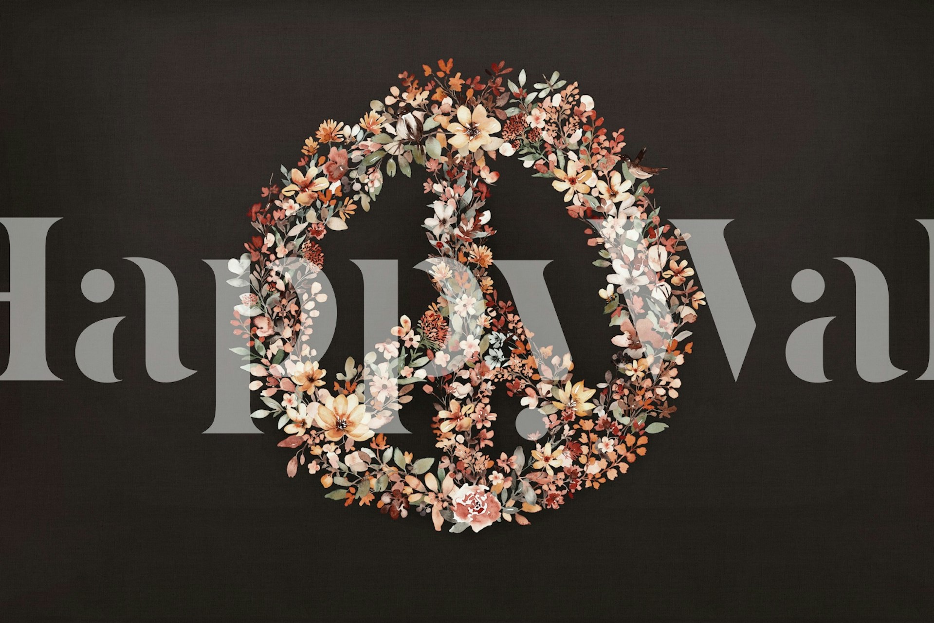 Ταπετσαρία με λουλούδι σύμβολο ειρήνης σε σκοτεινό φόντο