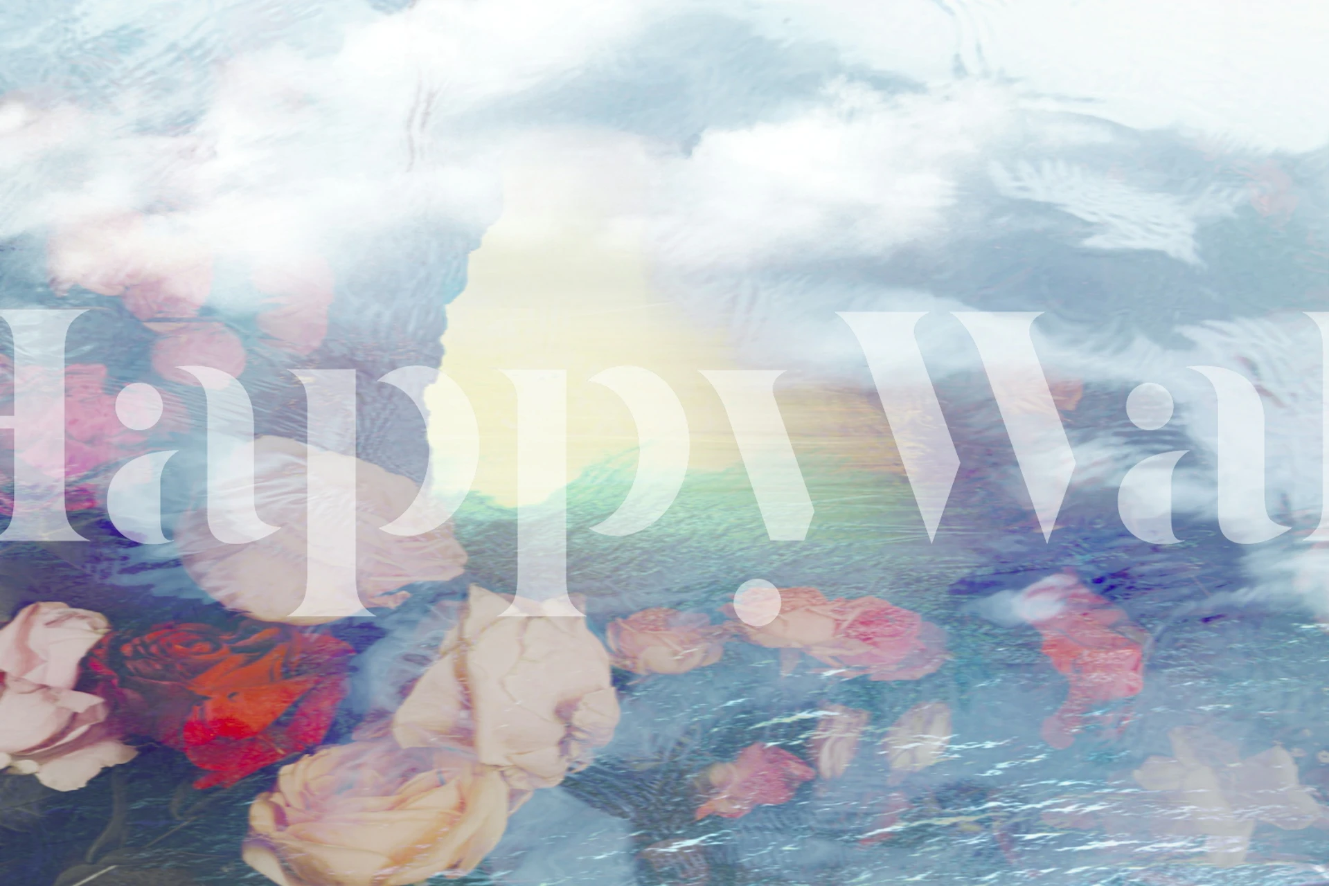 Dreamy floral landscape behang in een kamer