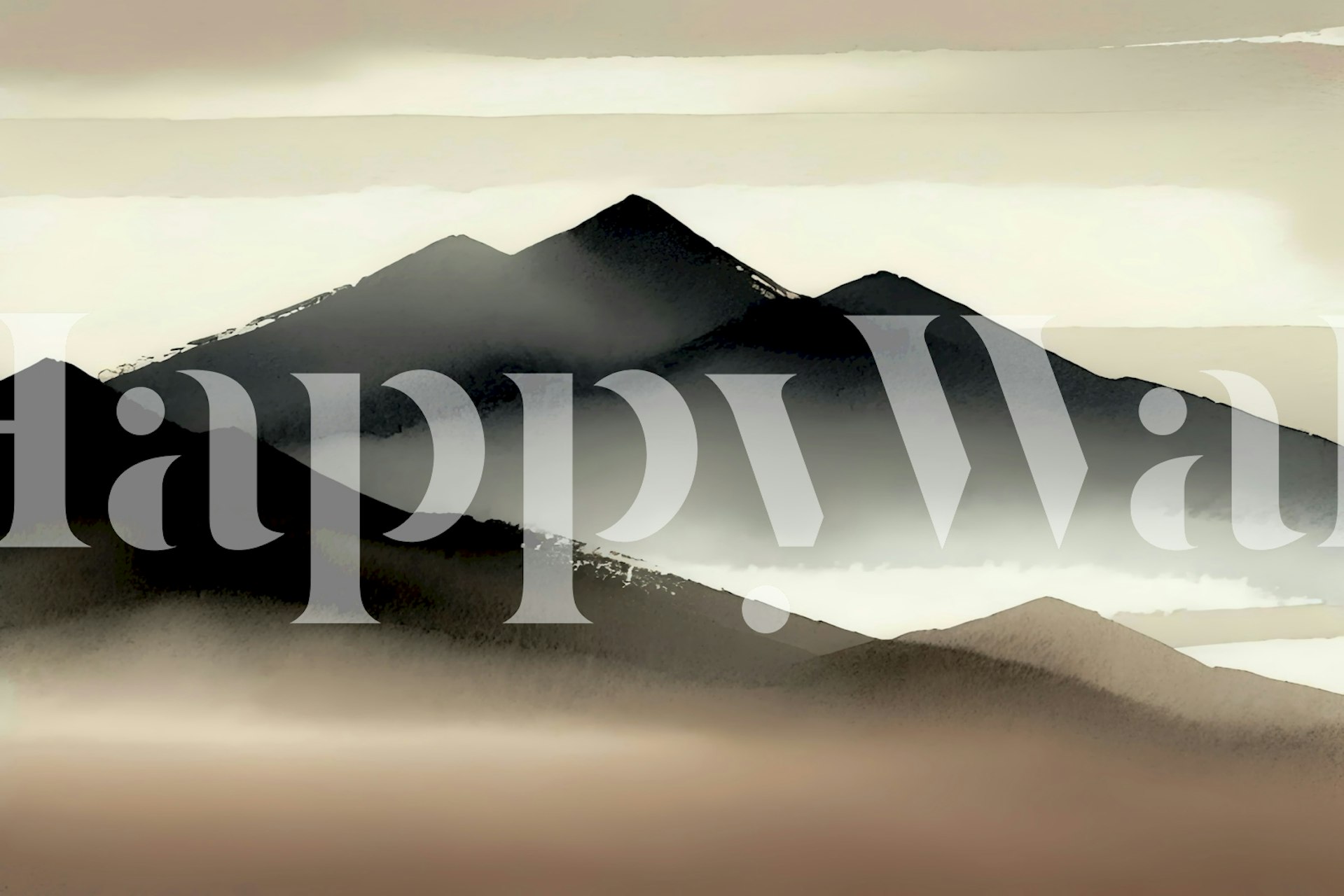 Mountain landscape with soft browns and greys wallpaper