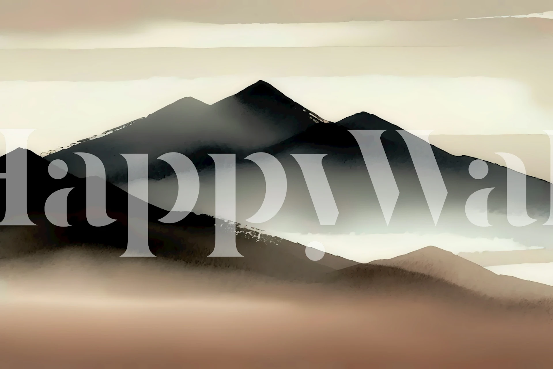 Mountain landscape with soft browns and greys wallpaper