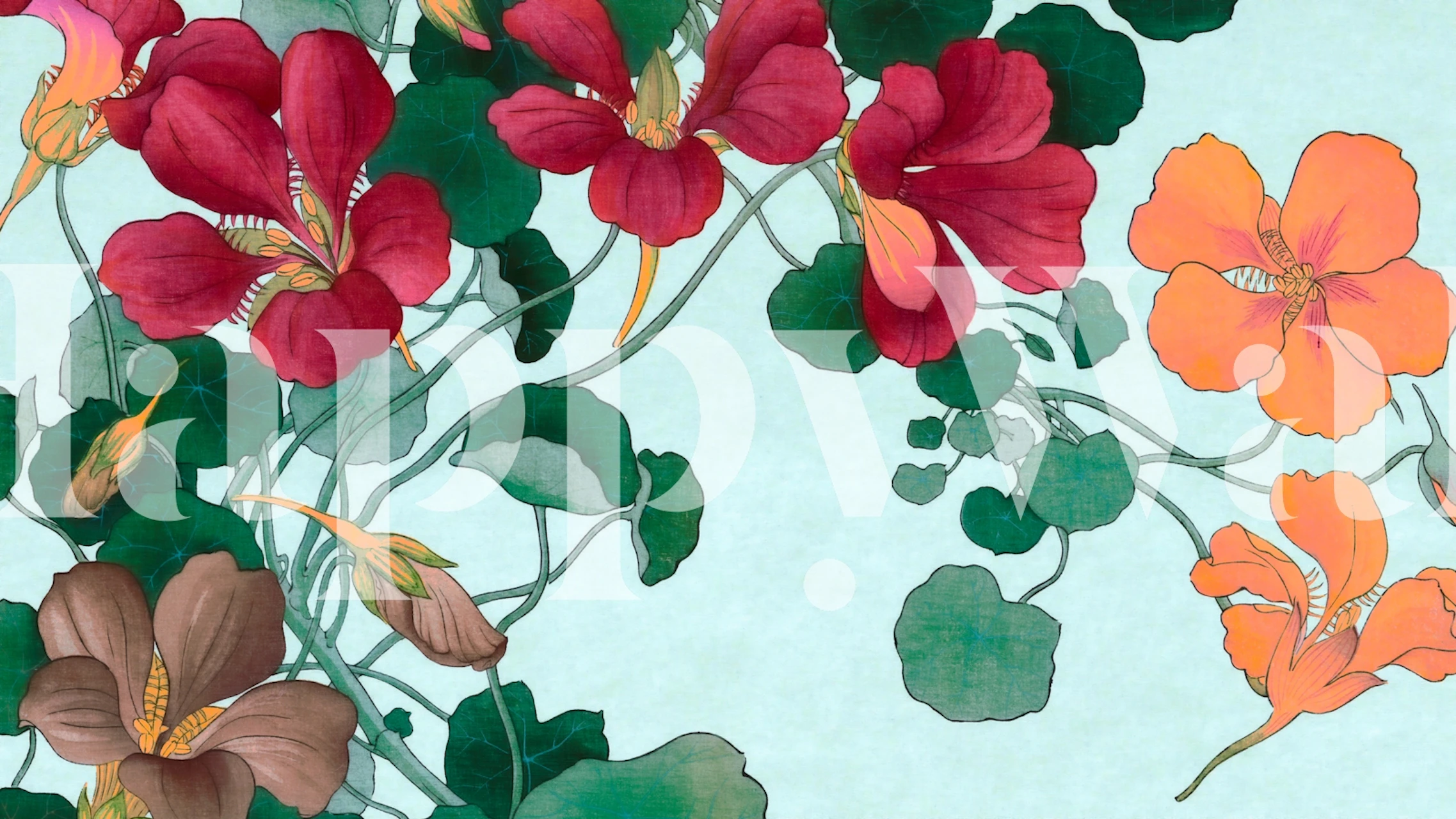 Crimson Petal Cascade cvjetni wallpaper u prostoriji