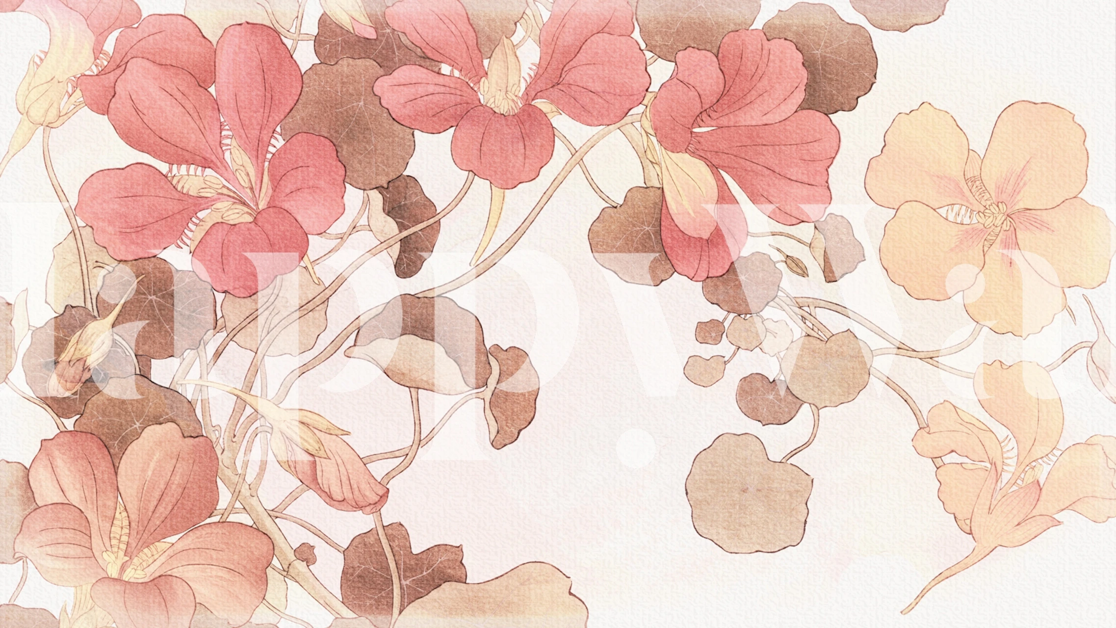 Blushing Blossom Elegance papel tapiz floral en la habitación