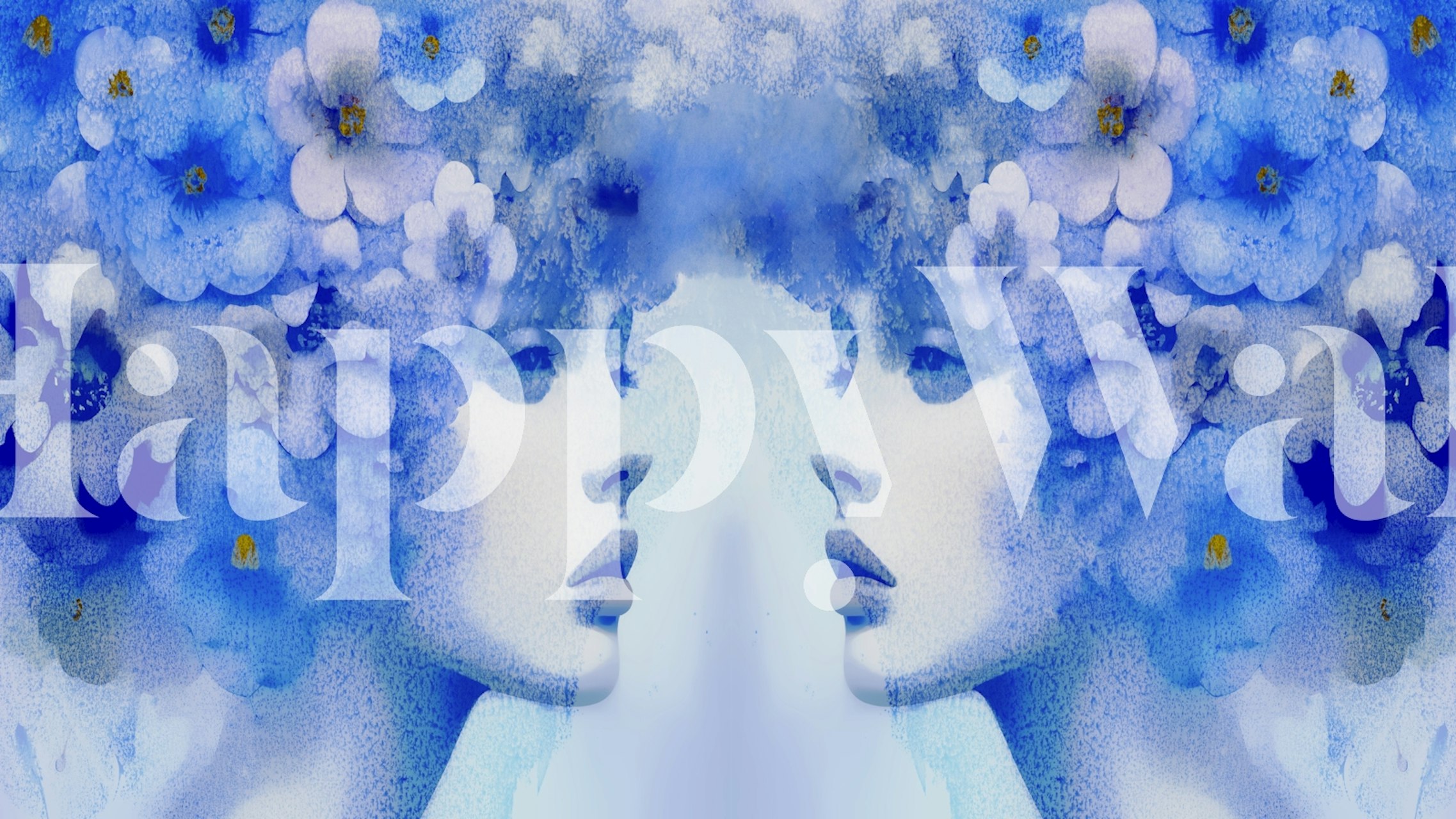 Květinová tapeta Blue Blossom Dreams v pokoji