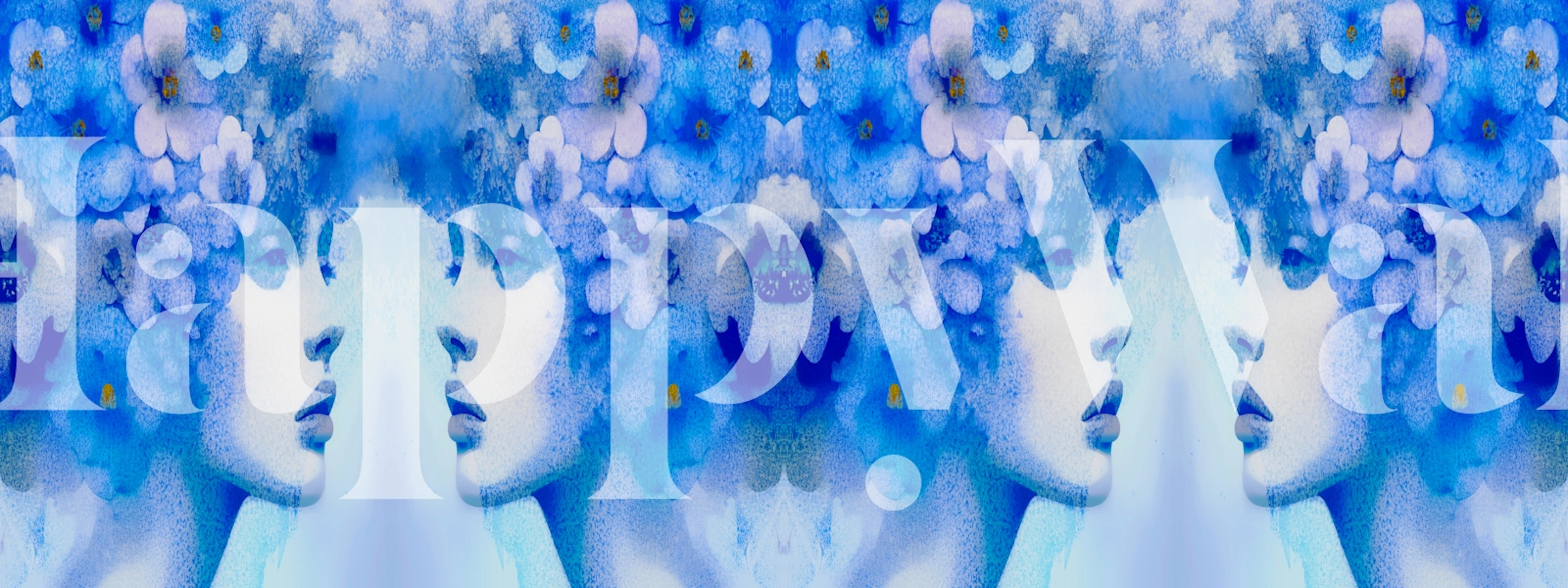 Blue Blossom Dreams floral wallpaper in a room