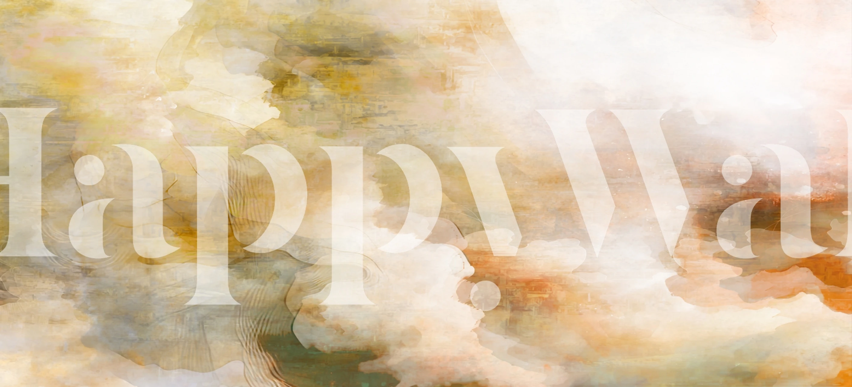 Abstract watercolor wallpaper with soft orange, gold, and cream colors in a dreamy style