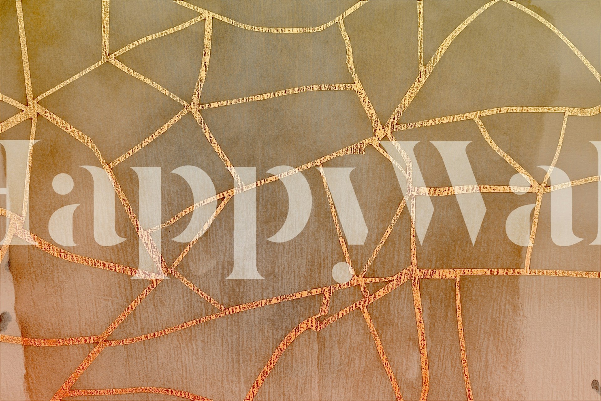 Ethereal Gold Line Art wallpaper in a room