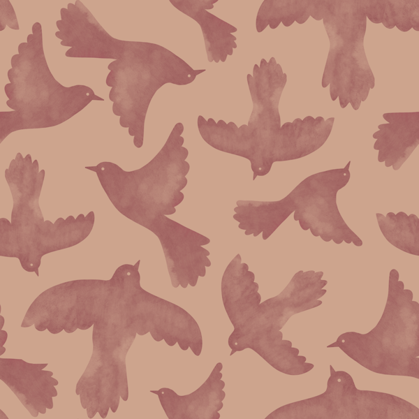 Birds Soaring Peach Brown