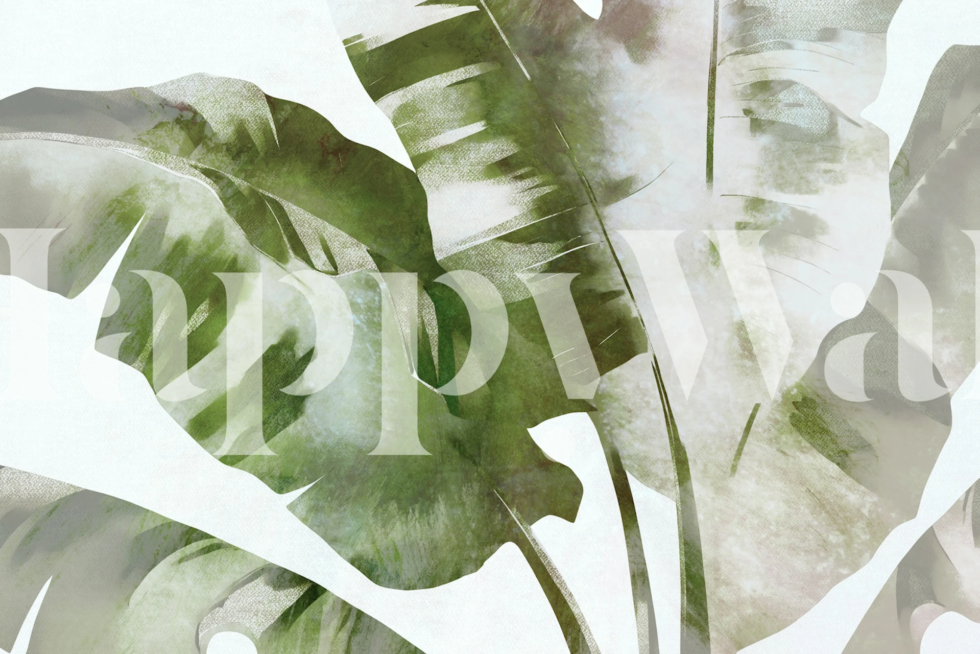 Tropical Monochrome Tapetdesign in einem Raum