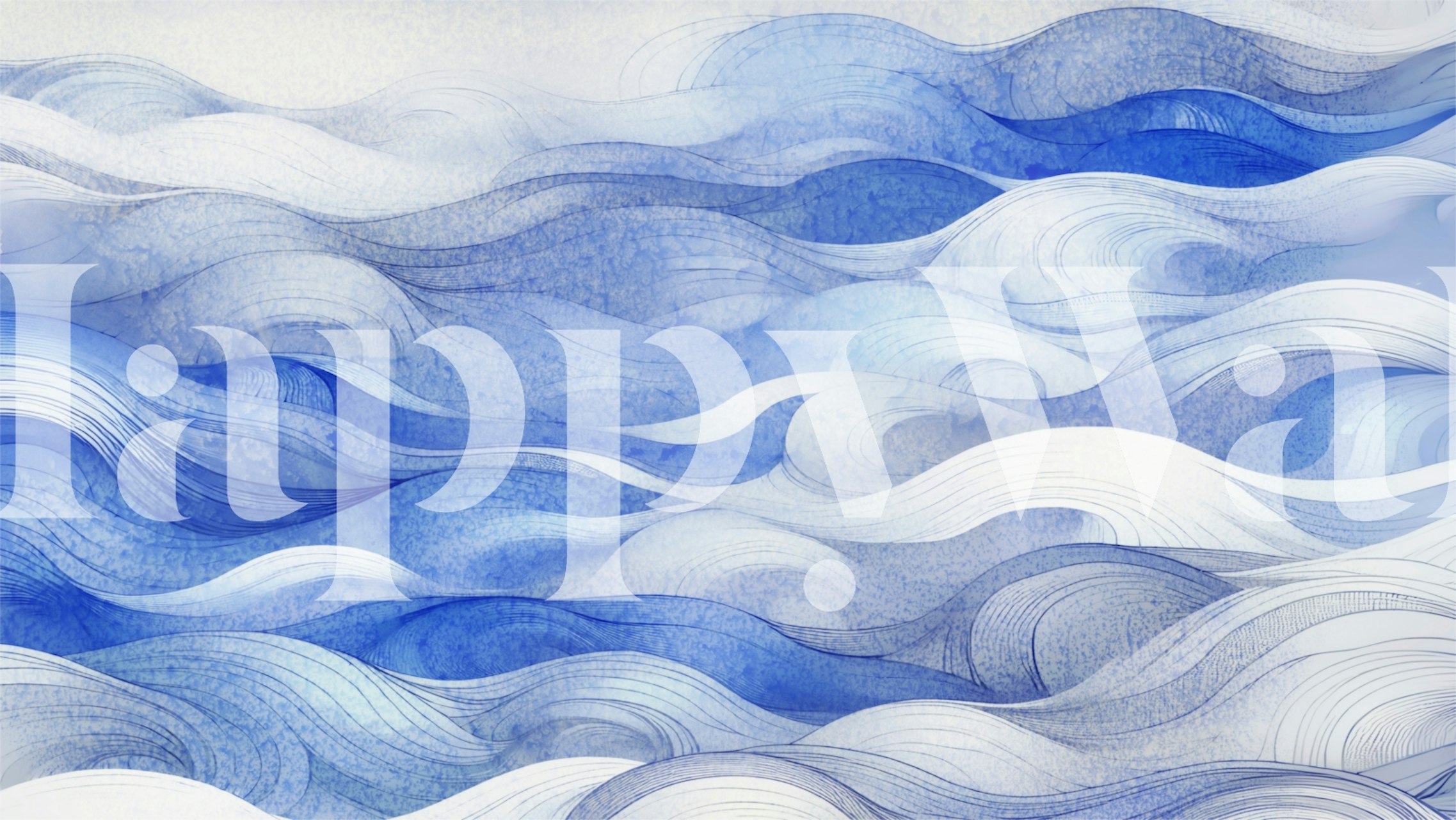 Abstract blue and white wave patterns wallpaper