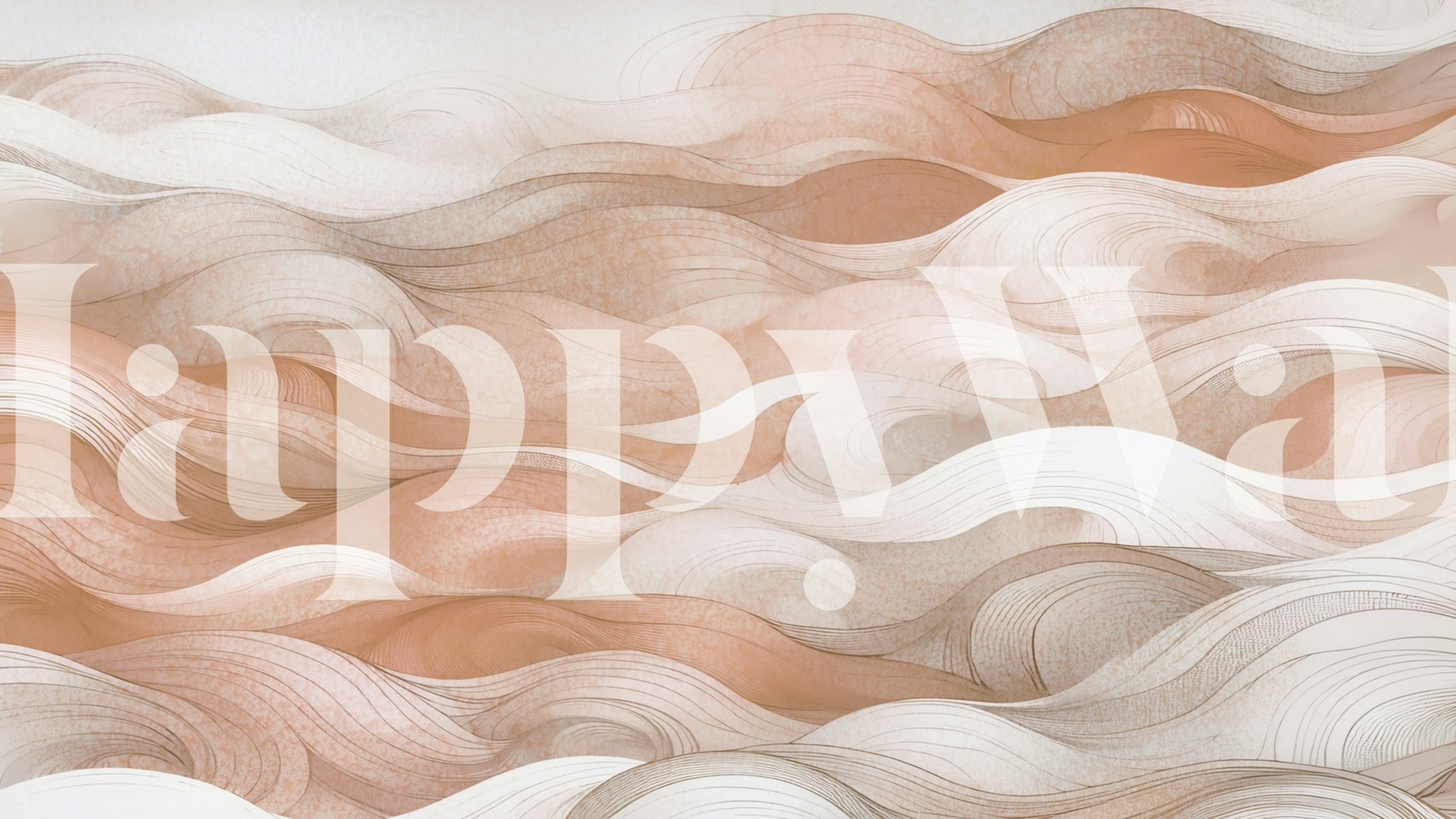 Papier peint Beige Waves Decor dans une pièce élégante