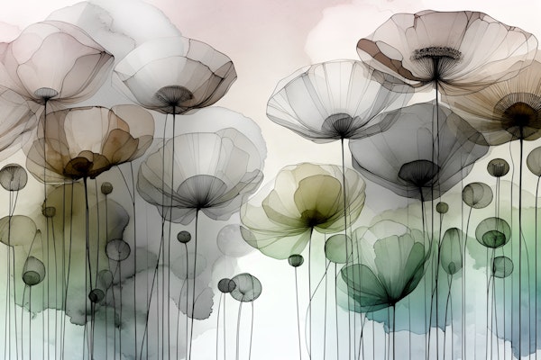 Ink Wash Flower Field