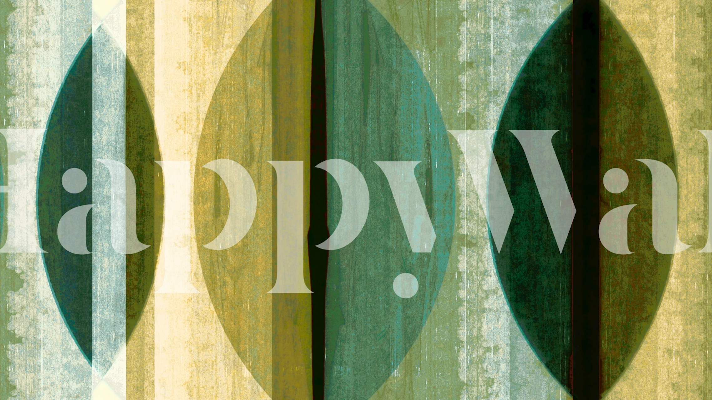 Vintage geometric circle pattern in muted greens and yellows wallpaper