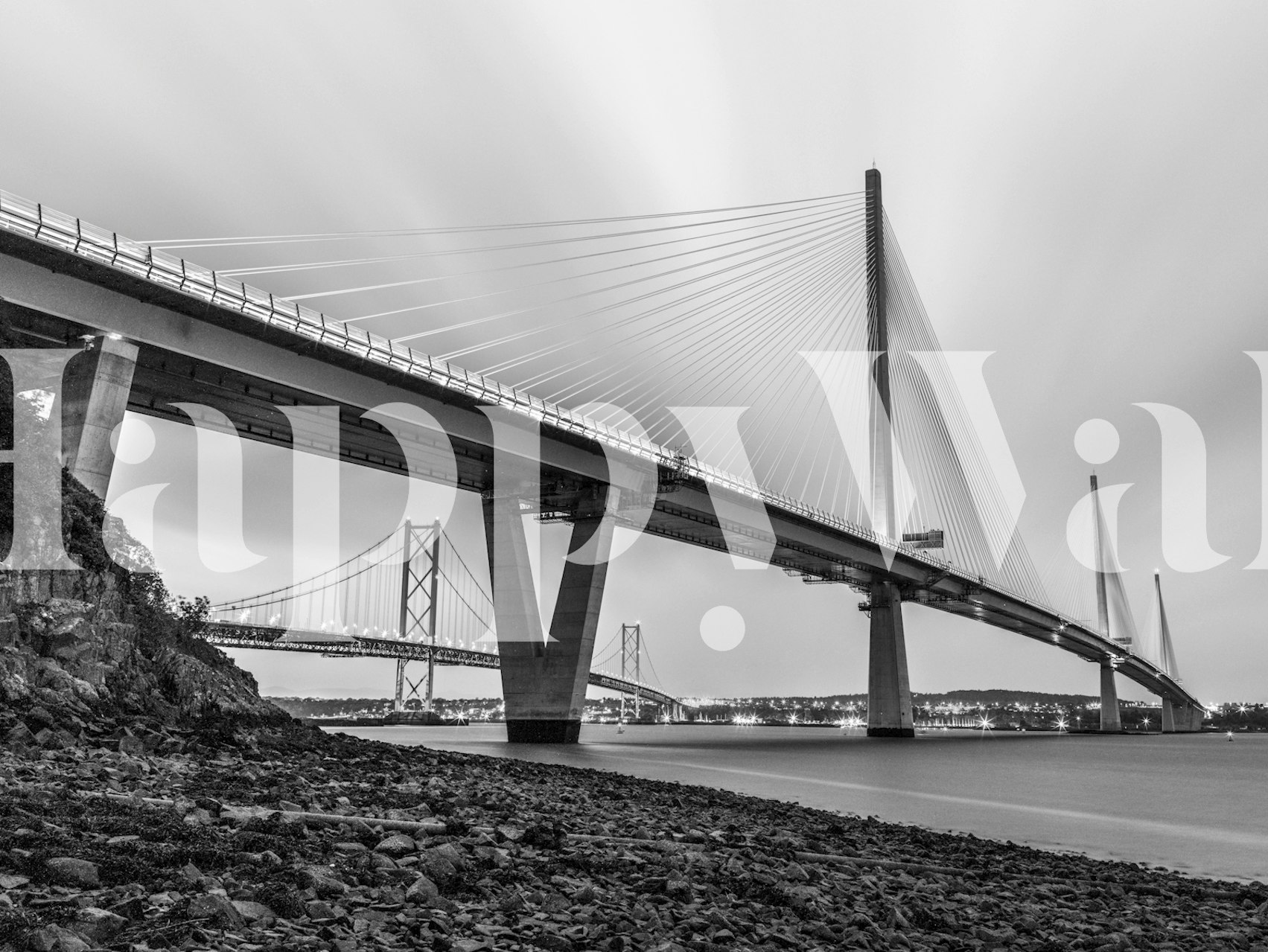 Crossing the Forth Tapete in einem stilvollen Raum