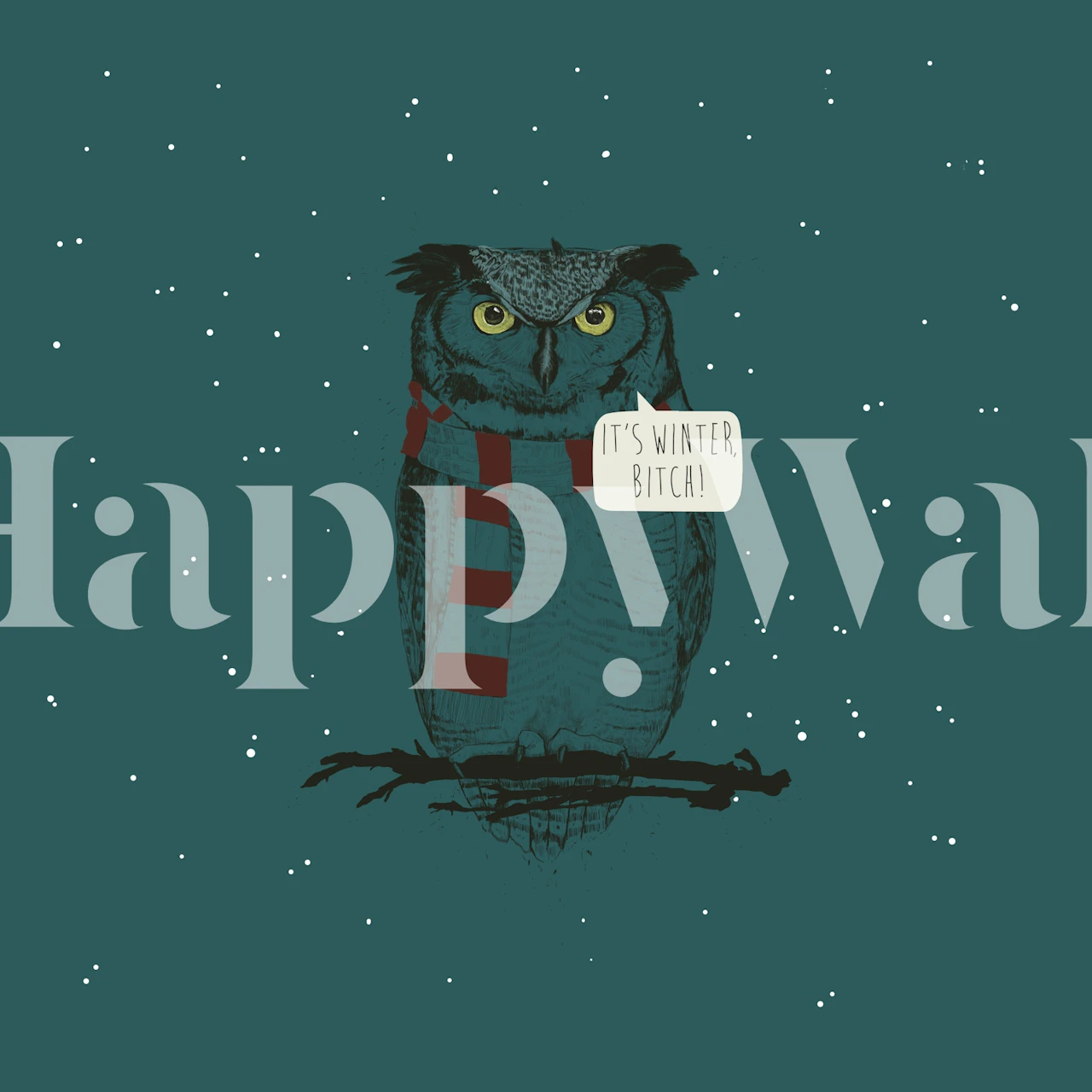 Wintery owl wallpaper in a cozy setting