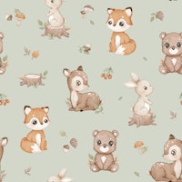 Little Woodland Friends - sage green tapet