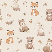 Little Woodland Friends - beige tapet