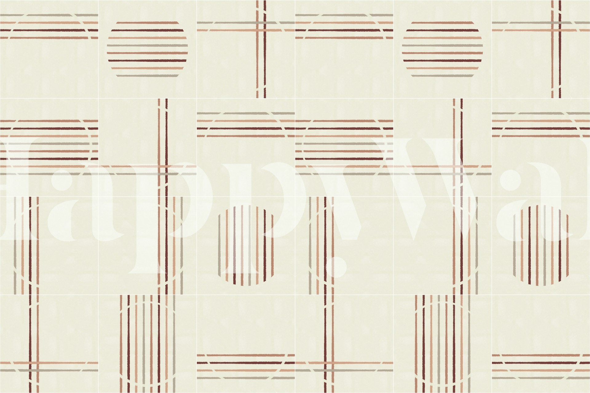 Minimalistisk rustikt flisemønster vægmaleri i varme neutrale toner